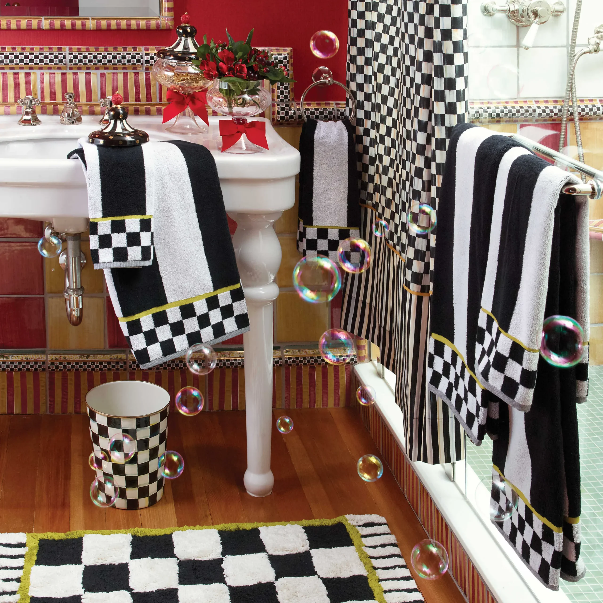 Clearance MacKenzie-Childs Courtly Check Shower Curtain