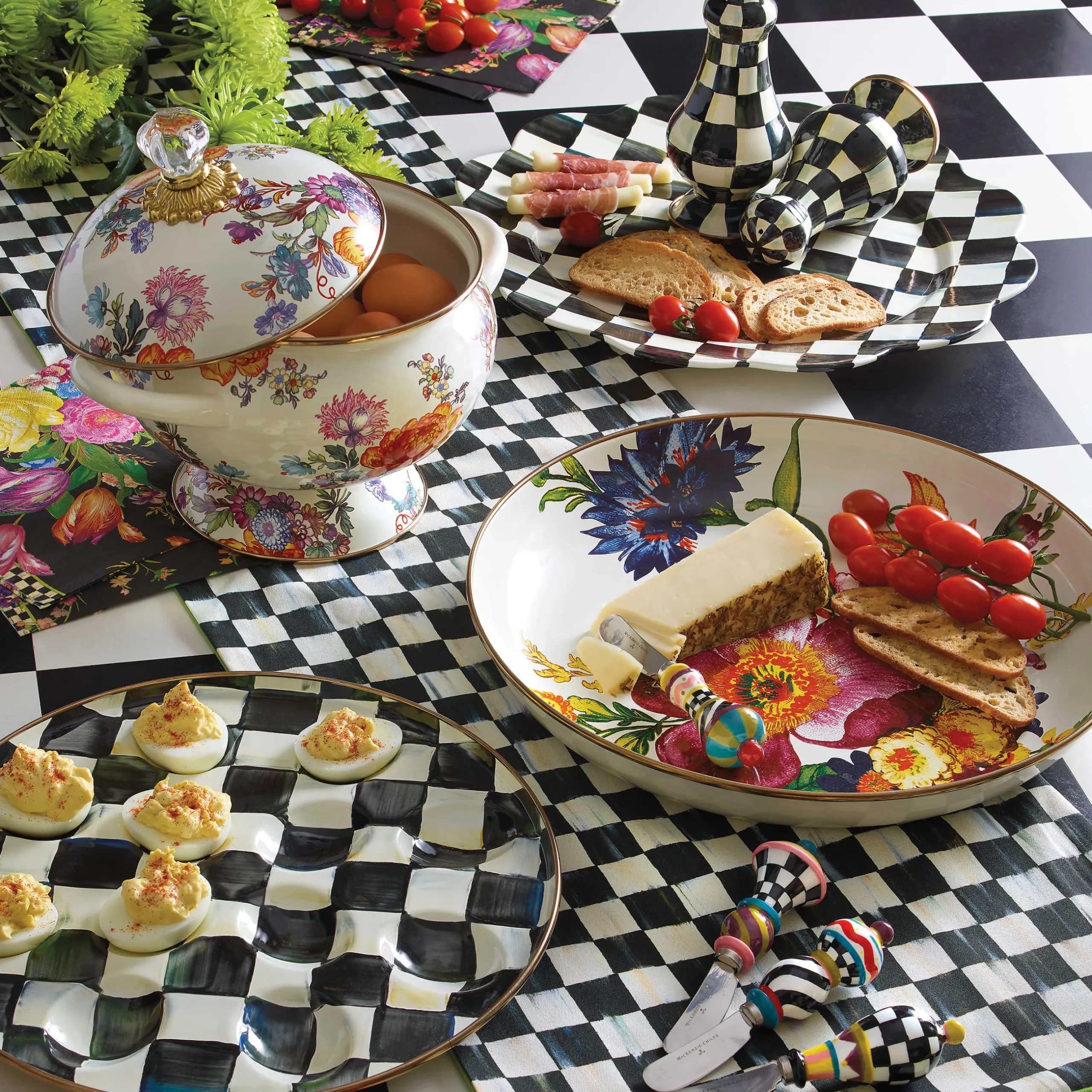Discount MacKenzie-Childs Courtly Check & Stripe Table Runner