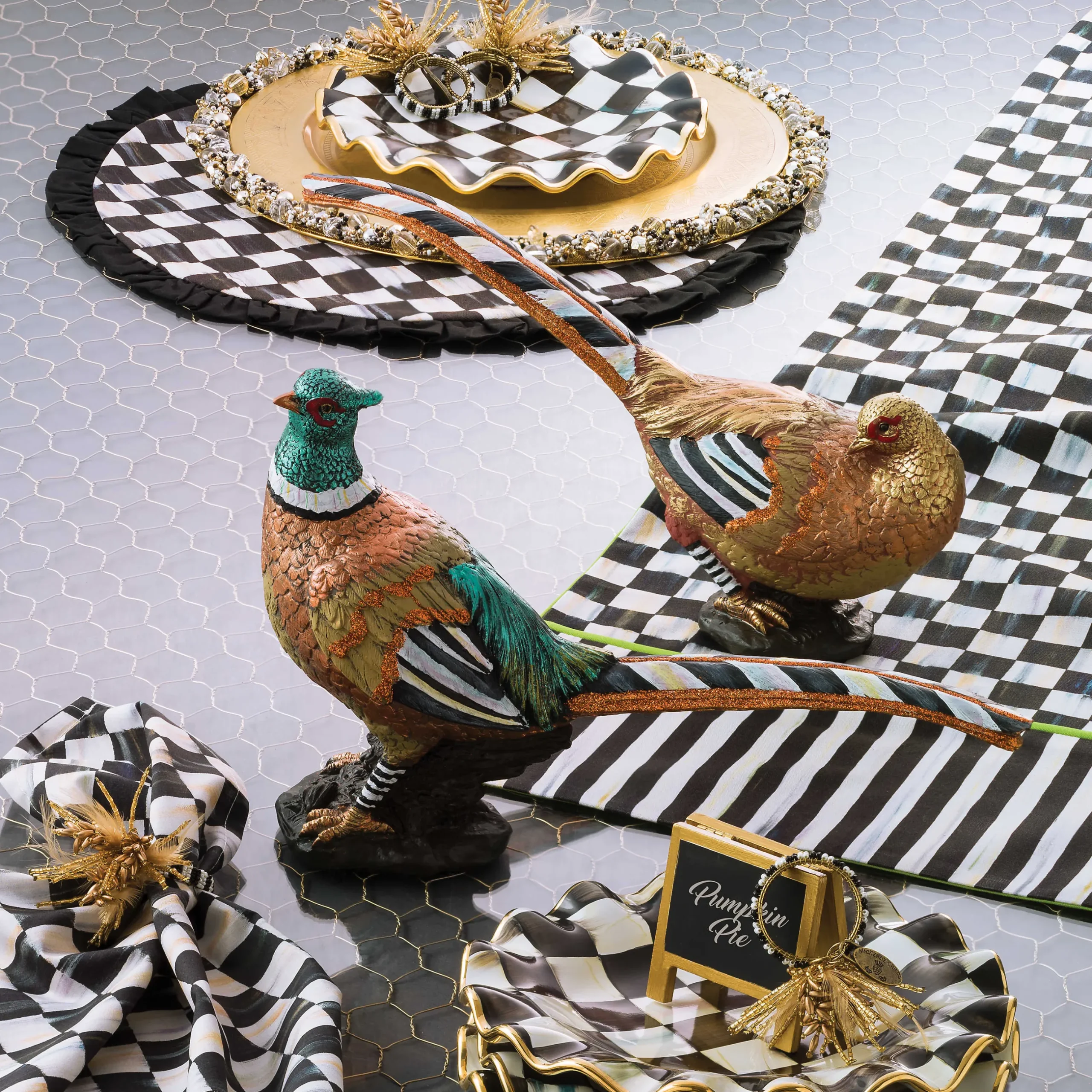 Discount MacKenzie-Childs Courtly Check & Stripe Table Runner