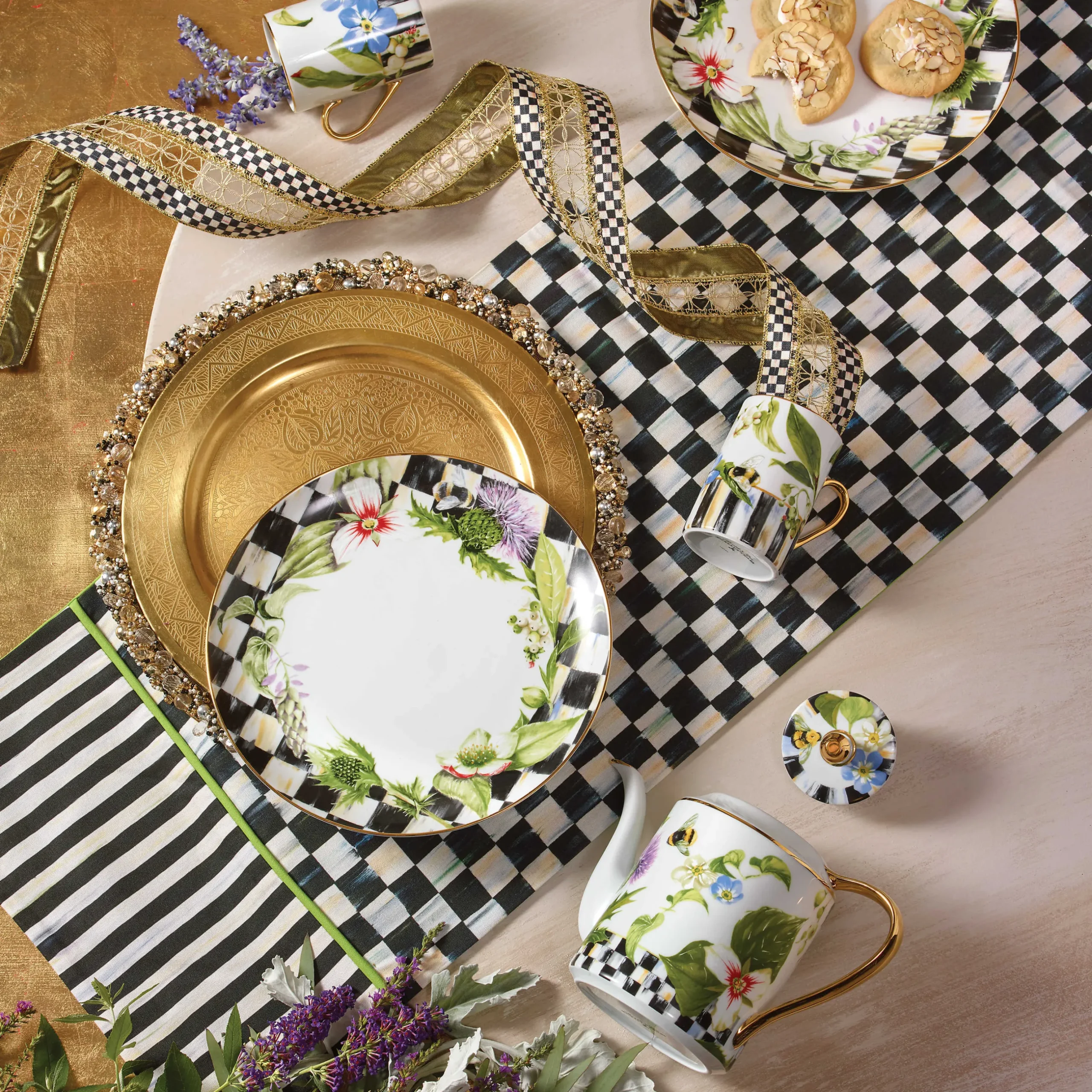 Discount MacKenzie-Childs Courtly Check & Stripe Table Runner