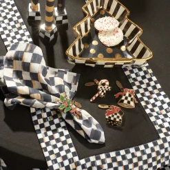 Hot MacKenzie-Childs Courtly Check Table Runner - Black