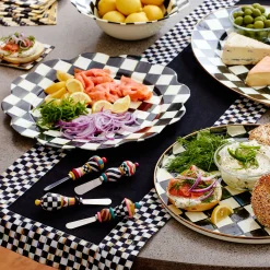 Hot MacKenzie-Childs Courtly Check Table Runner - Black