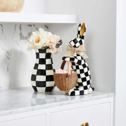 New MacKenzie-Childs Courtly Check Tall Vase & Bouquet Set