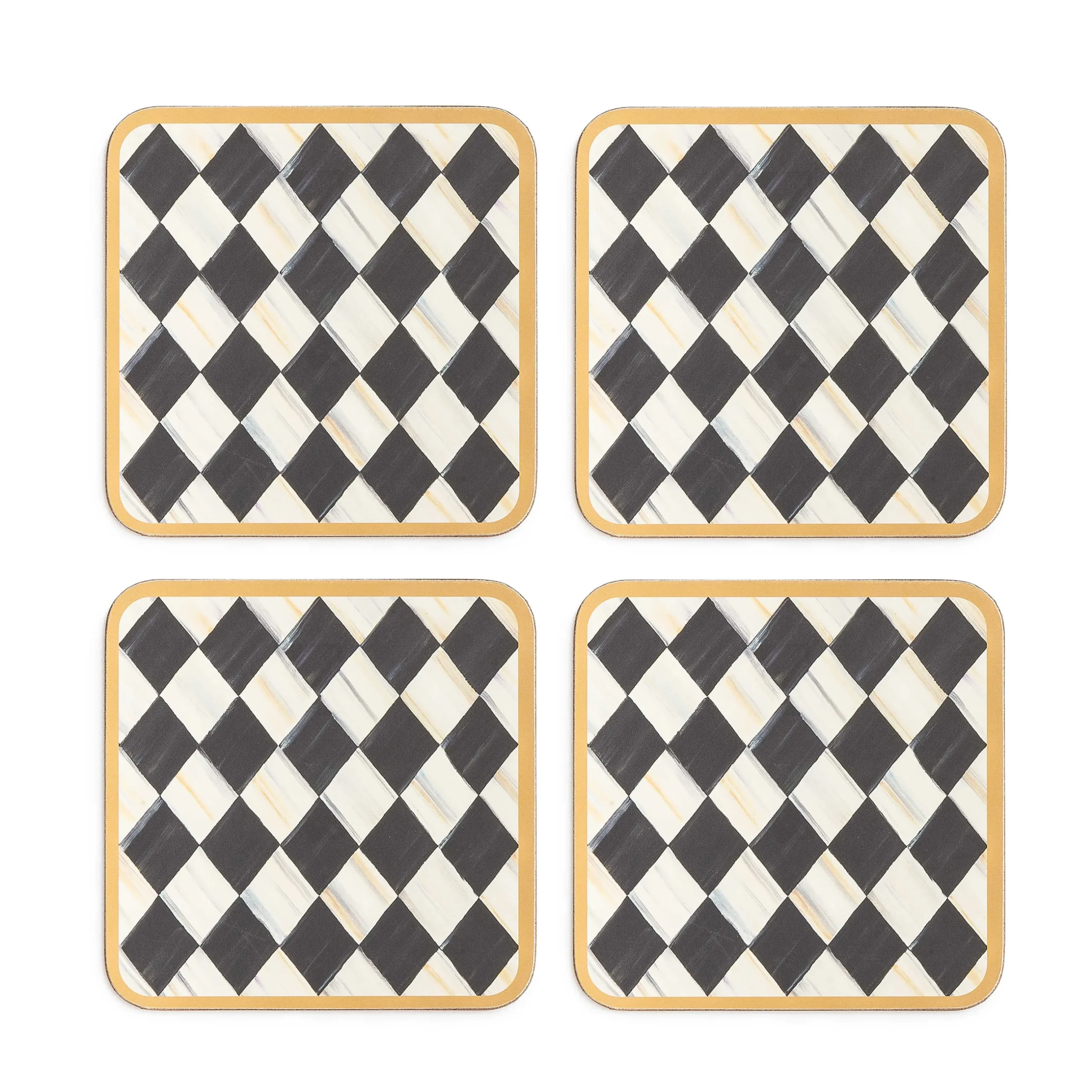 Hot MacKenzie-Childs Courtly Harlequin Cork Back Coasters - Set Of 4