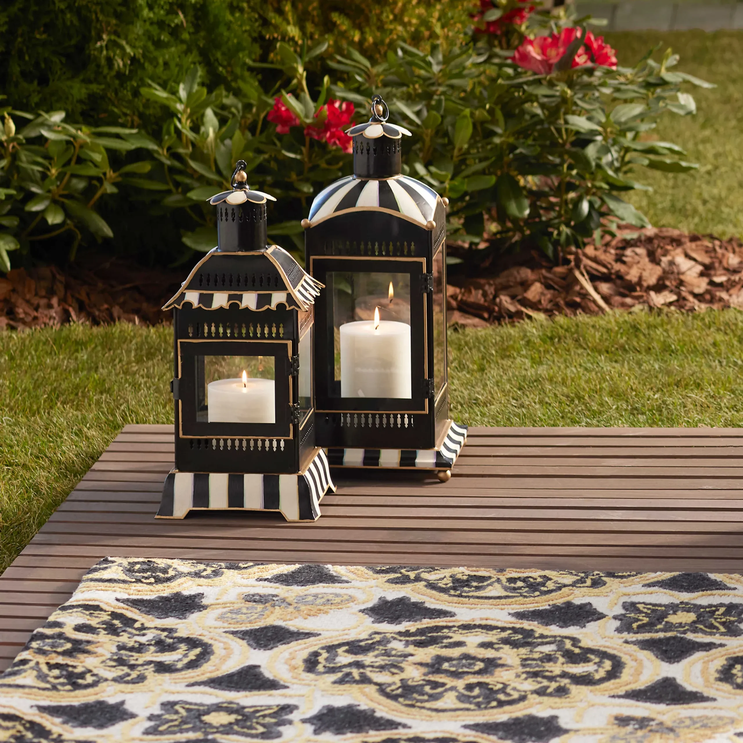 Outlet MacKenzie-Childs Courtly Stripe Candle Lantern - Small
