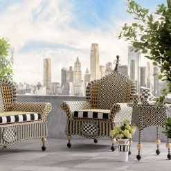 Best MacKenzie-Childs Courtyard Outdoor Wing Chair - Queen Bee