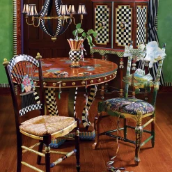 Clearance MacKenzie-Childs Dark Flower Basket Side Chair