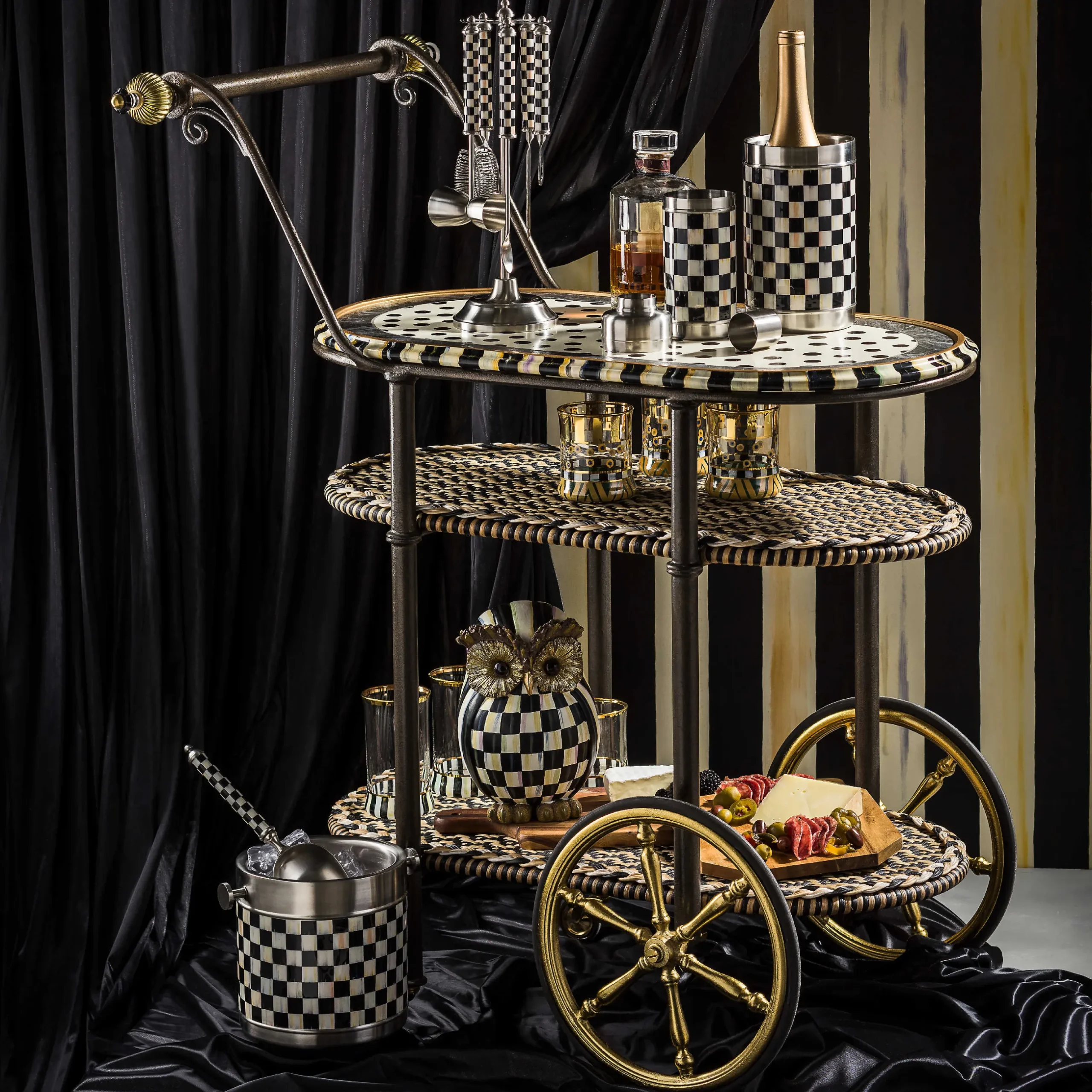 Outlet MacKenzie-Childs Dotography Bar Cart