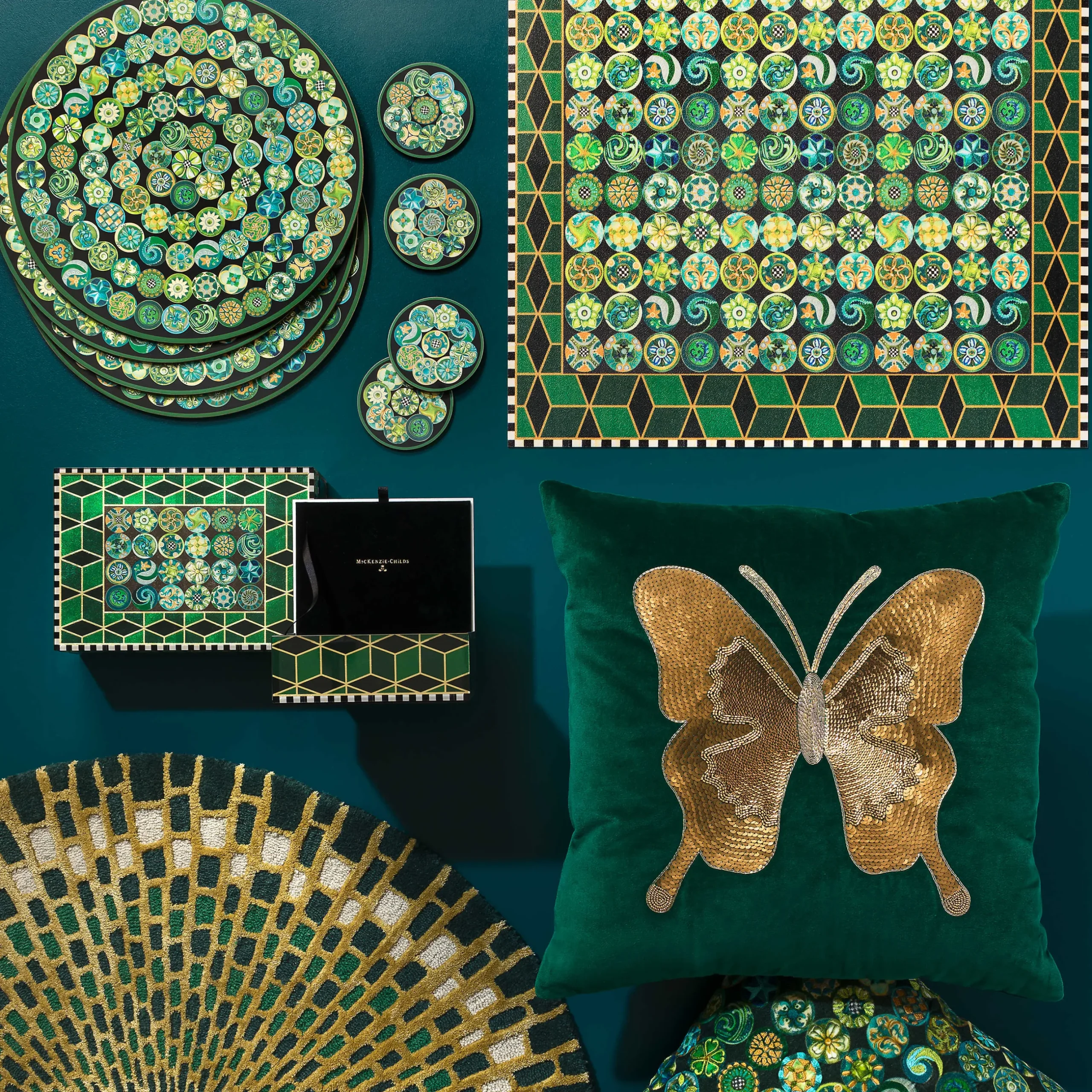 MacKenzie-Childs Emerald Butterfly Pillow