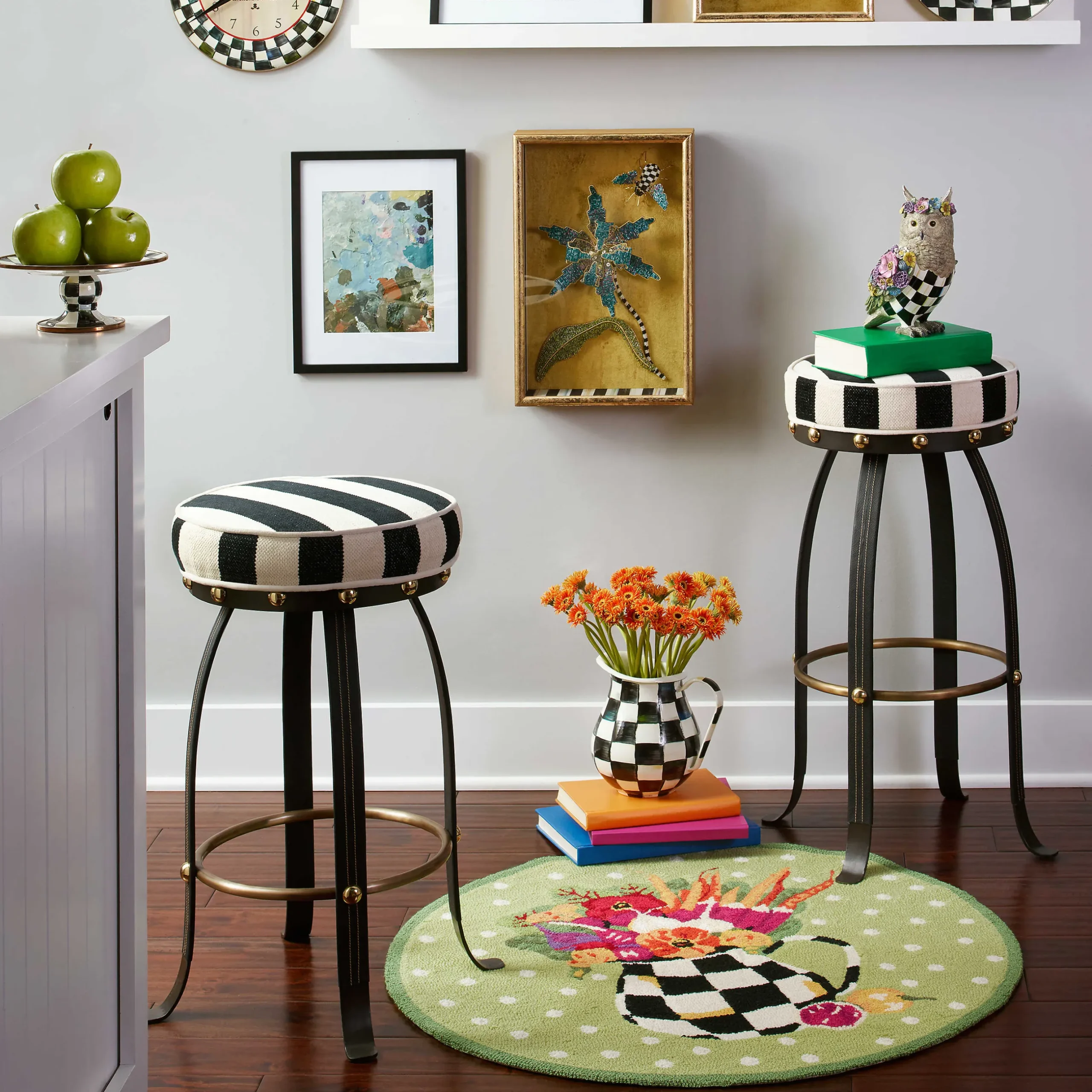 Sale MacKenzie-Childs Flatiron Counter Stool - Black