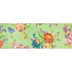 Outlet MacKenzie-Childs Flower Market Blooms Floor Mat - Green - 2'6" X 8' Runner