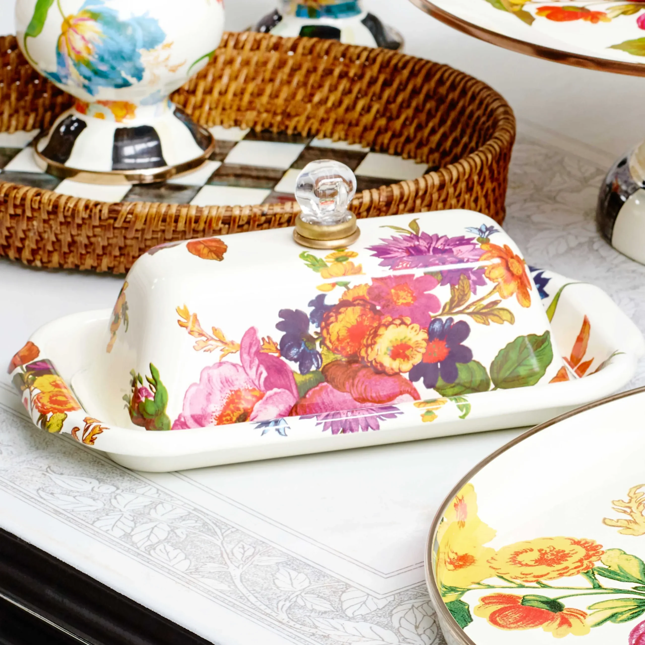 Discount MacKenzie-Childs Flower Market Butter Box - White