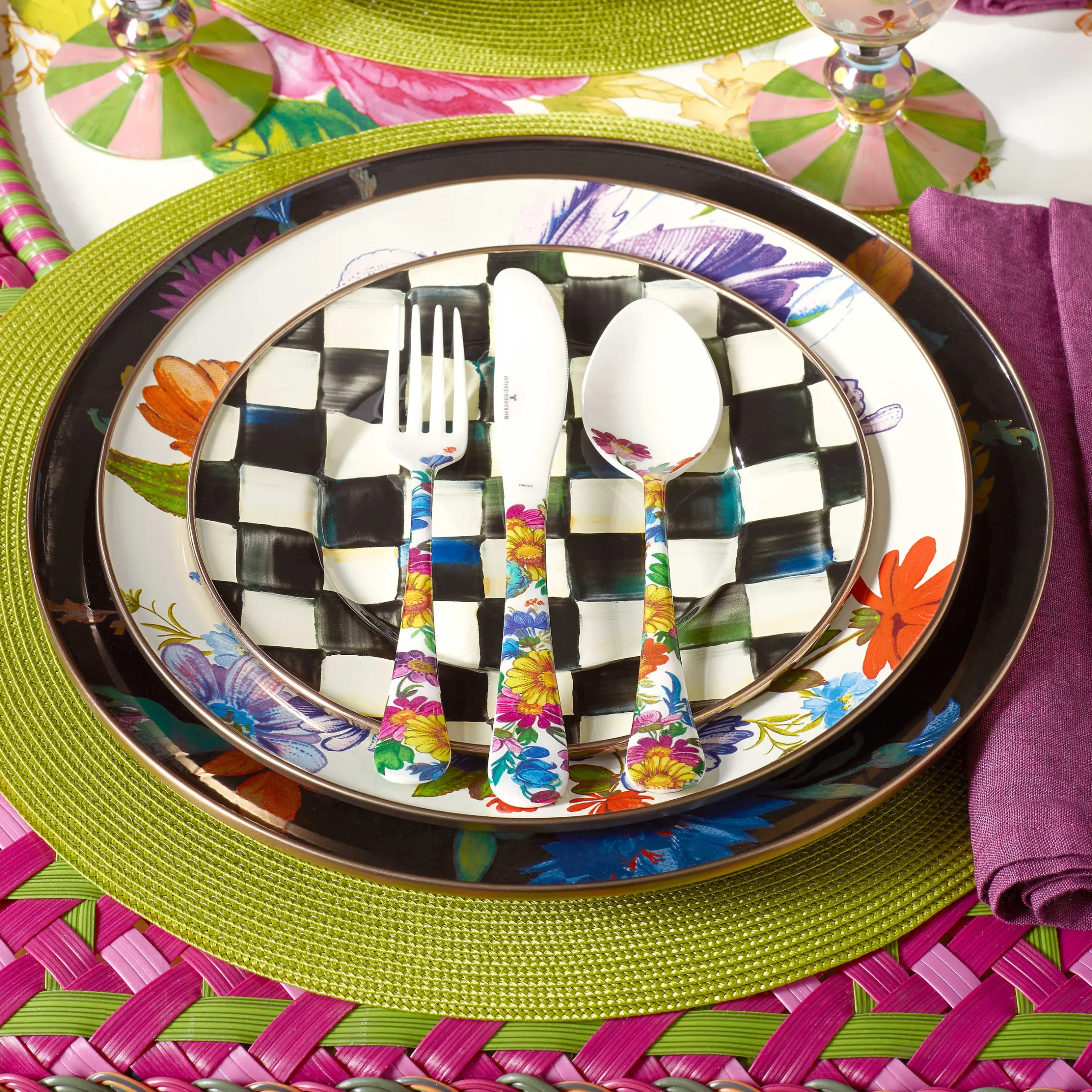 Outlet MacKenzie-Childs Flower Market Dinner Plate - White