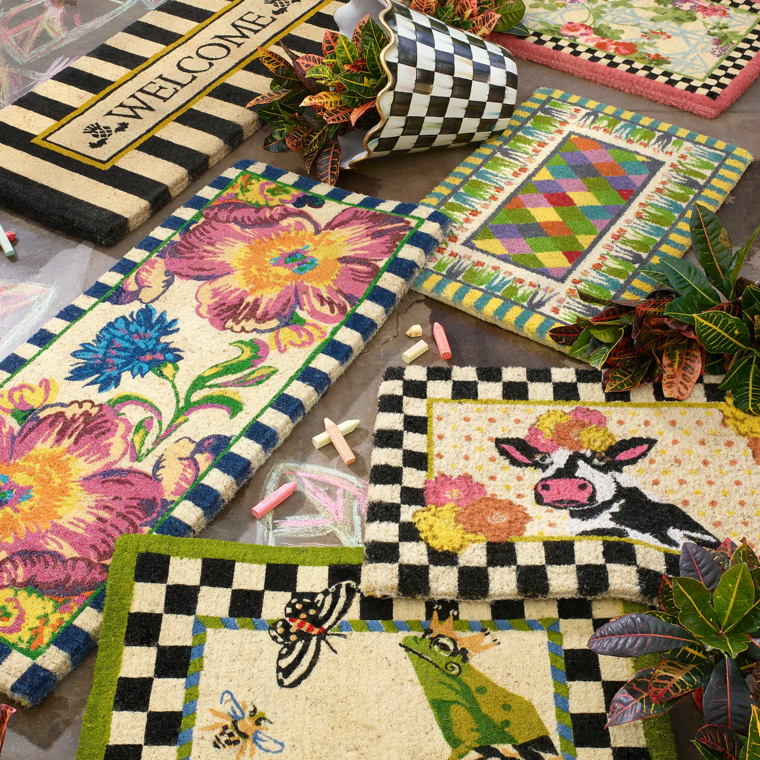 Hot MacKenzie-Childs Flower Market Double Door Entrance Mat