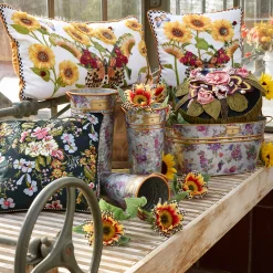 New MacKenzie-Childs Flower Market Galvanized Flower Buckets - Set Of 3