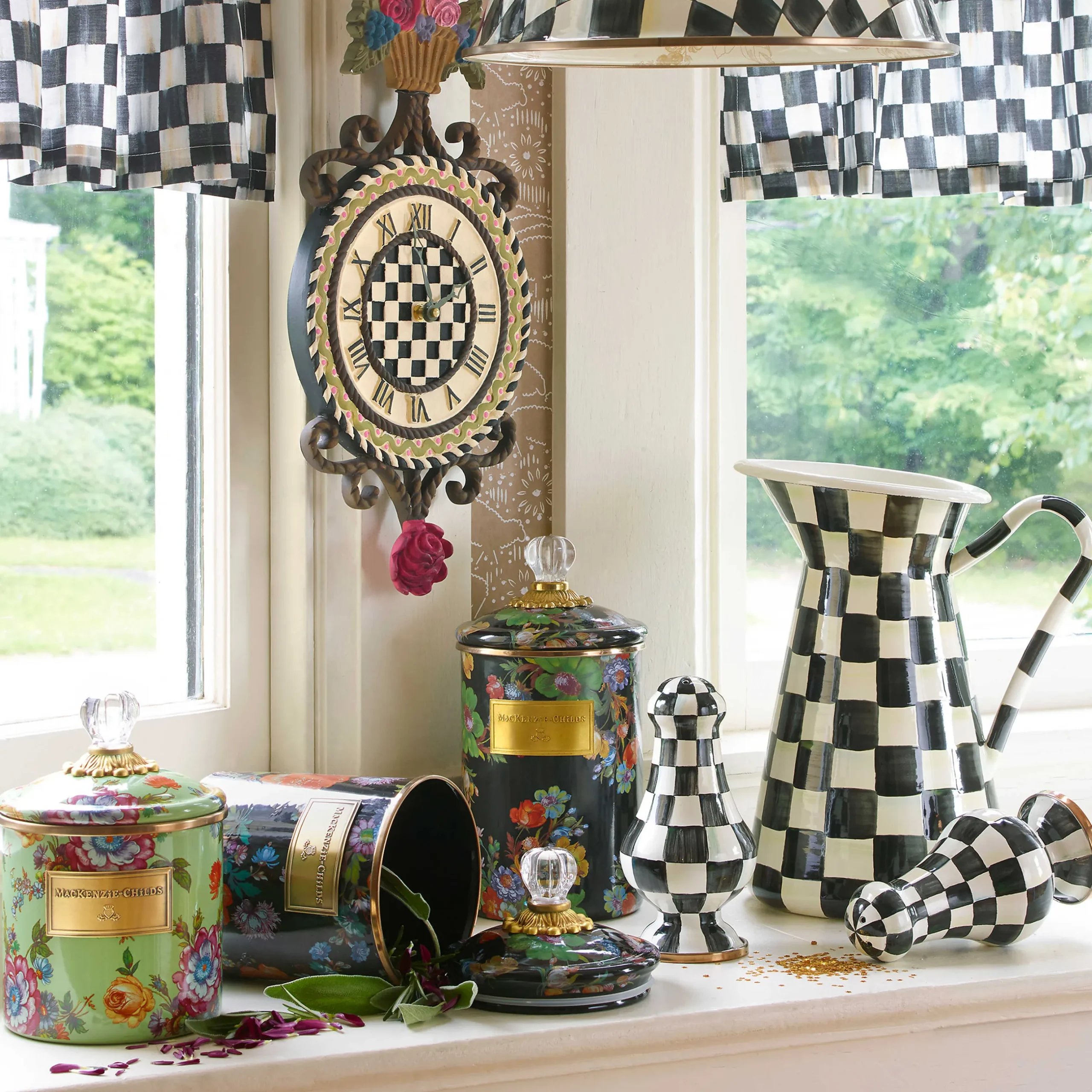 Outlet MacKenzie-Childs Flower Market Large Canister - Black