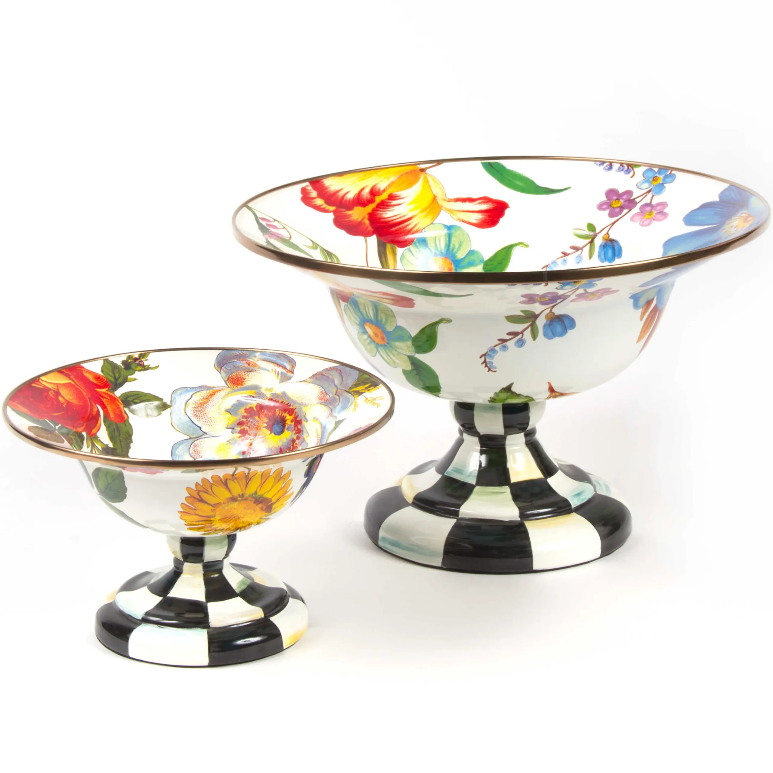 Outlet MacKenzie-Childs Flower Market Large Compote - White