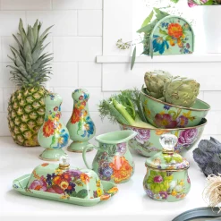 Best MacKenzie-Childs Flower Market Lidded Sugar Bowl - Green