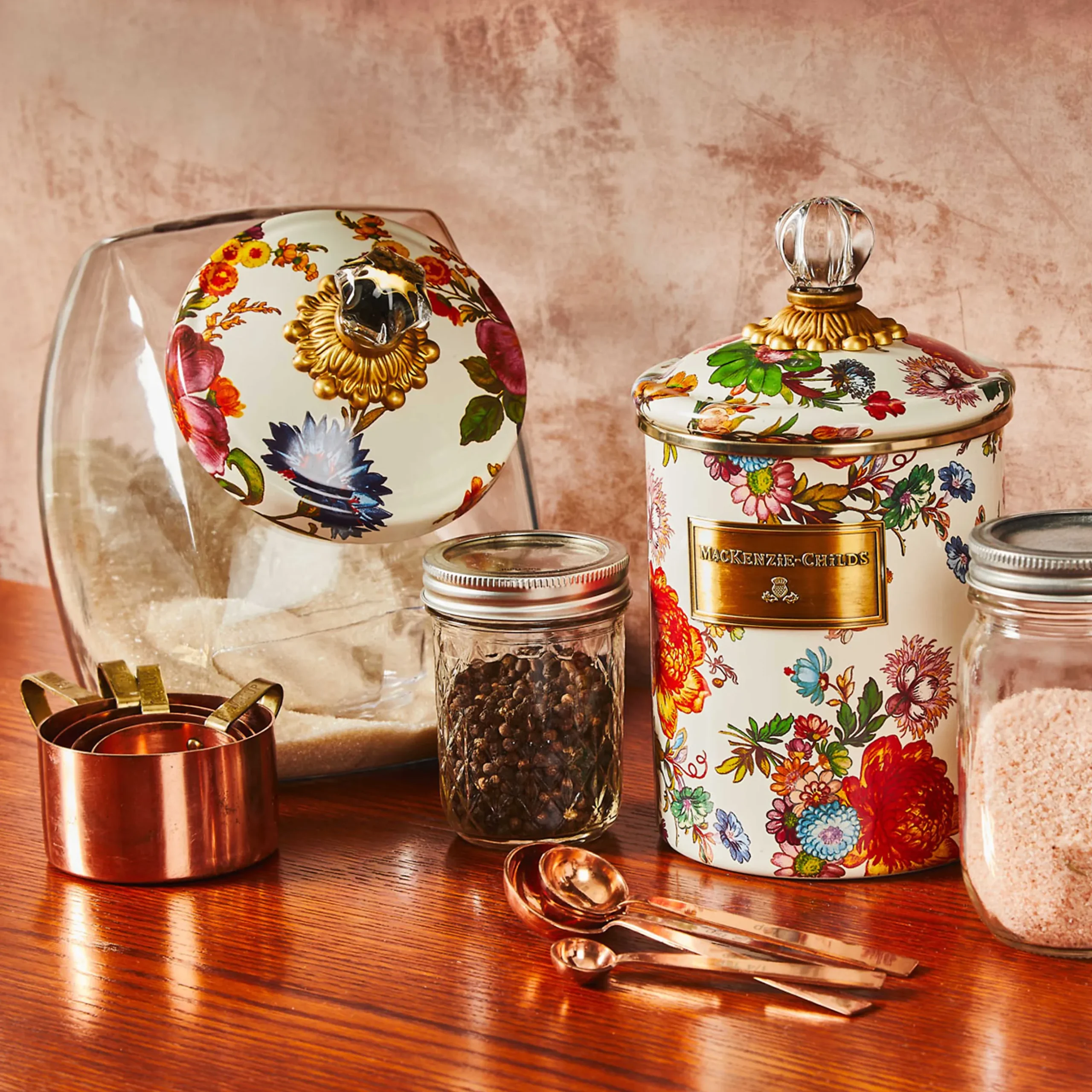 New MacKenzie-Childs Flower Market Medium Canister - White