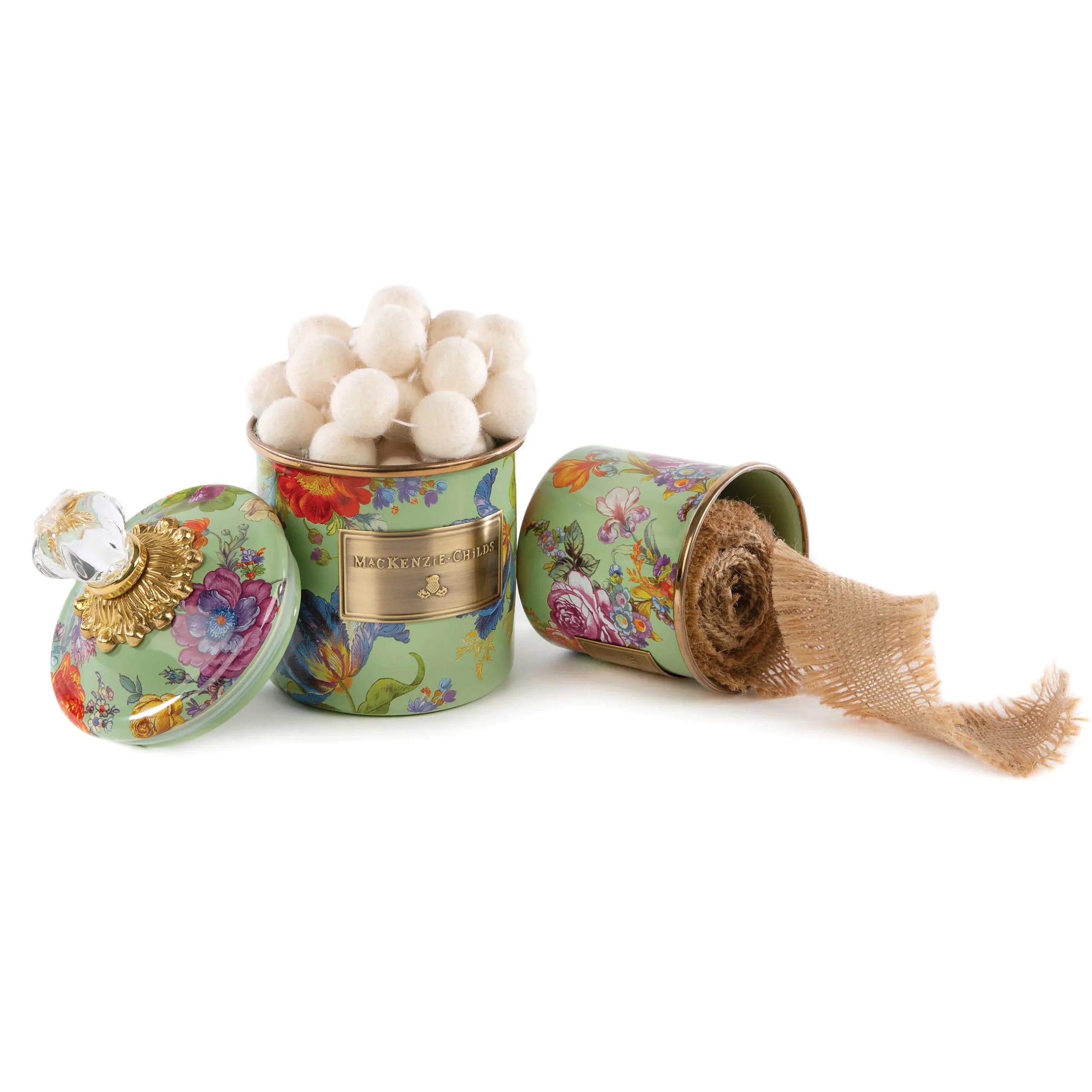 Discount MacKenzie-Childs Flower Market Mini Canister - Green