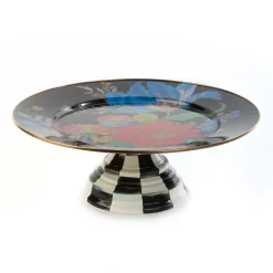 Outlet MacKenzie-Childs Flower Market Pedestal Platter - Black