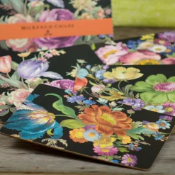 MacKenzie-Childs Flower Market Placemats - Black - Set Of 4