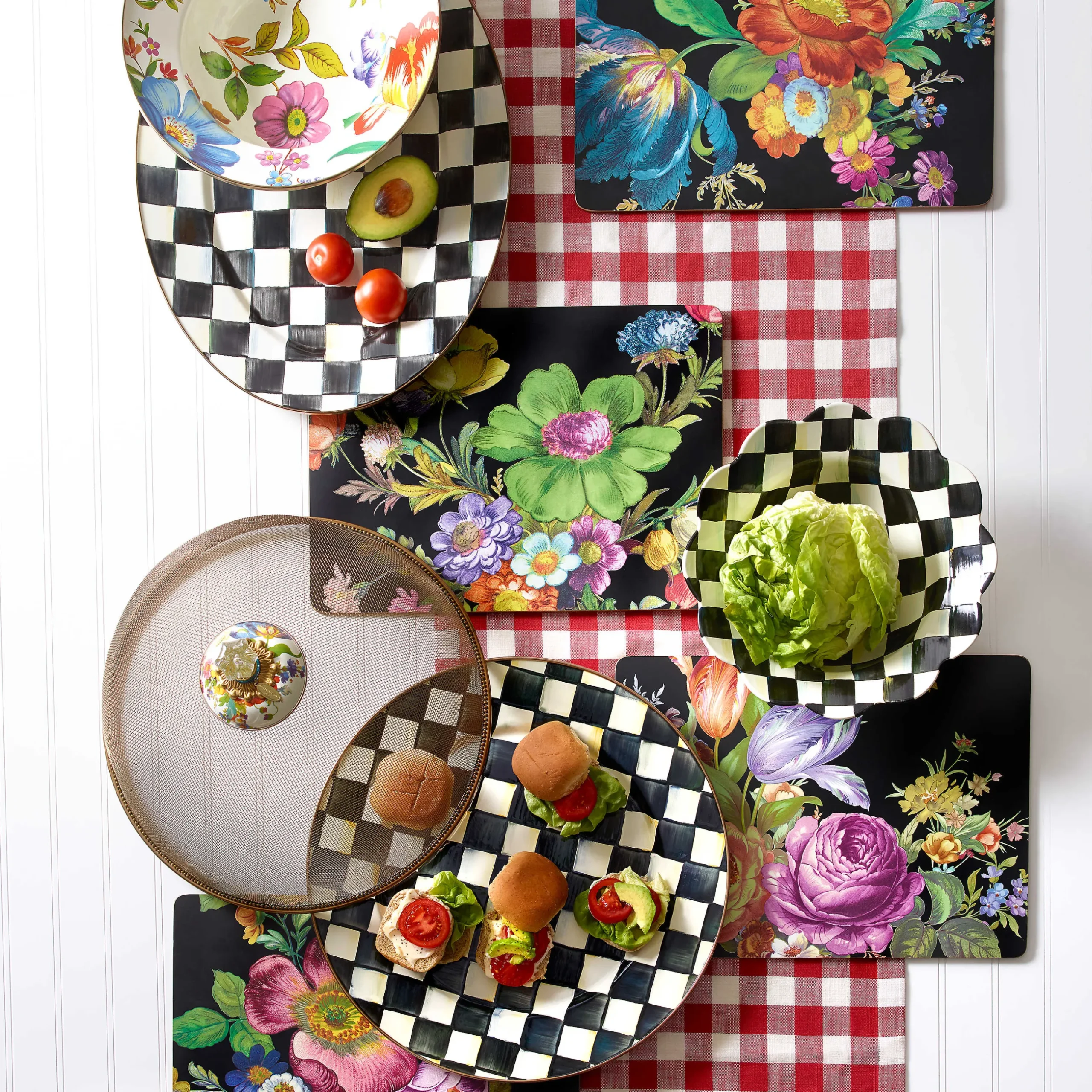MacKenzie-Childs Flower Market Placemats - Black - Set Of 4