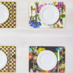 MacKenzie-Childs Flower Market Placemats - Black - Set Of 4