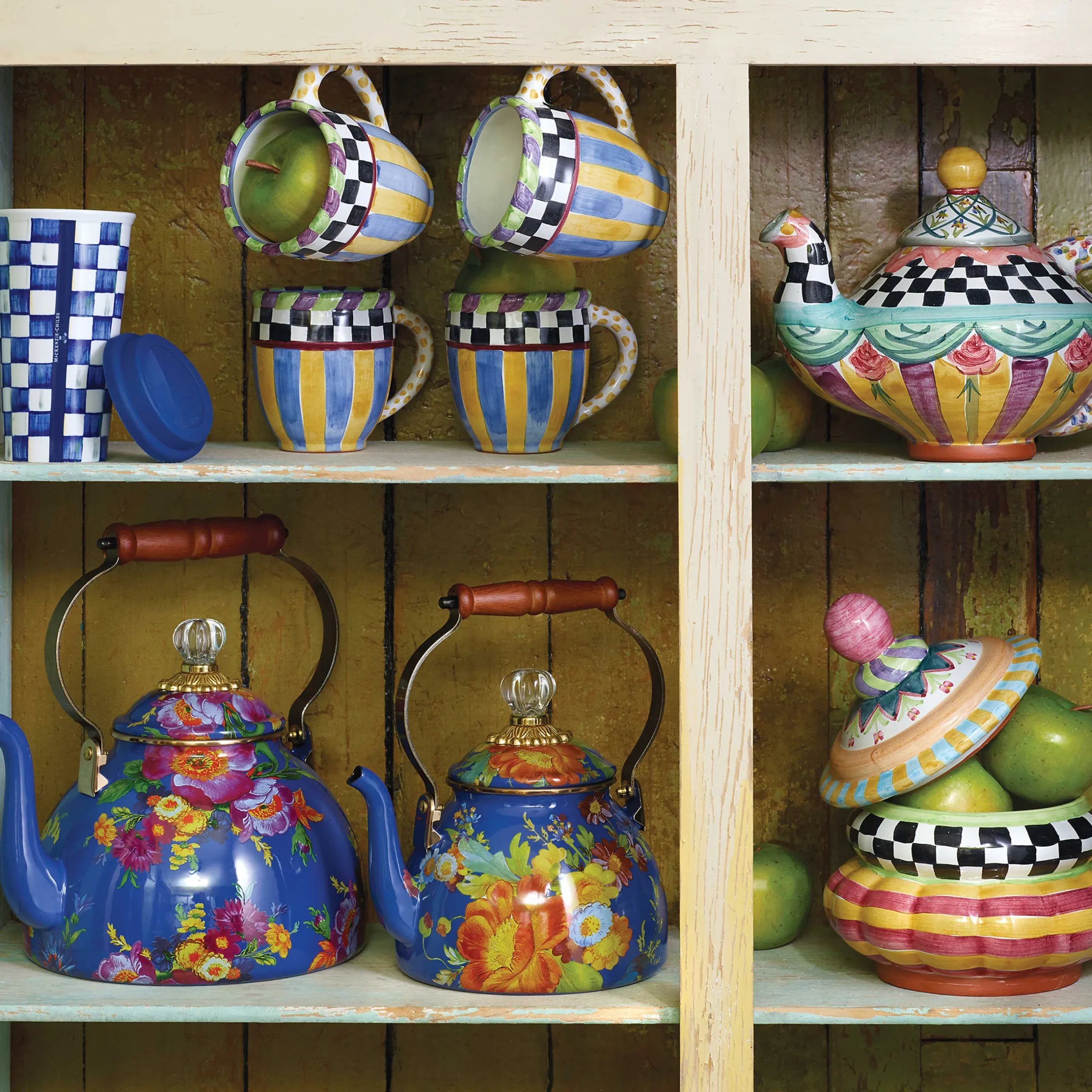 Sale MacKenzie-Childs Flower Market 3 Quart Tea Kettle - Lapis