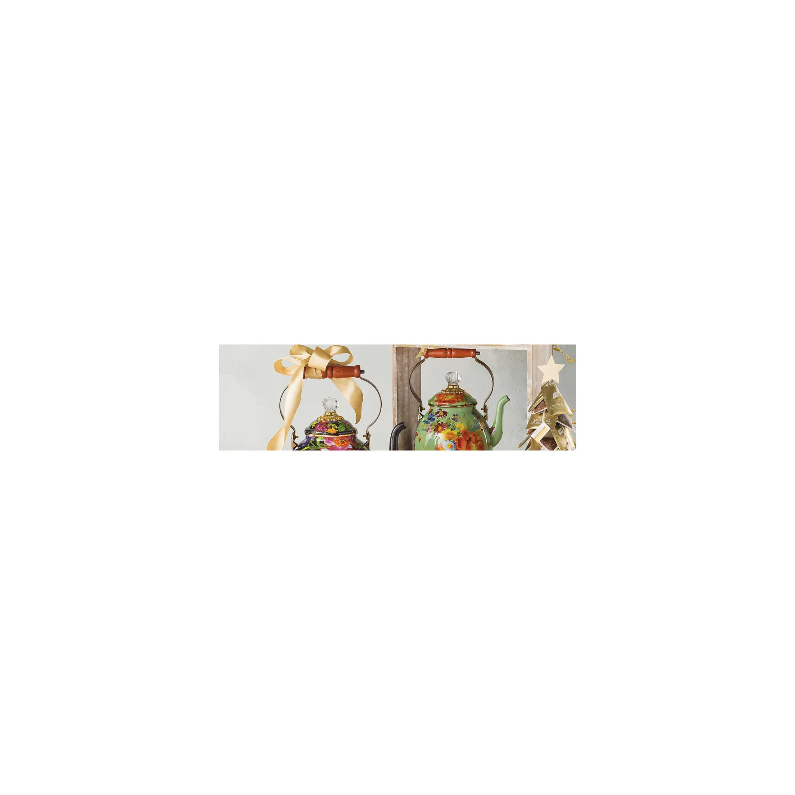 Clearance MacKenzie-Childs Flower Market 2 Quart Tea Kettle - Green