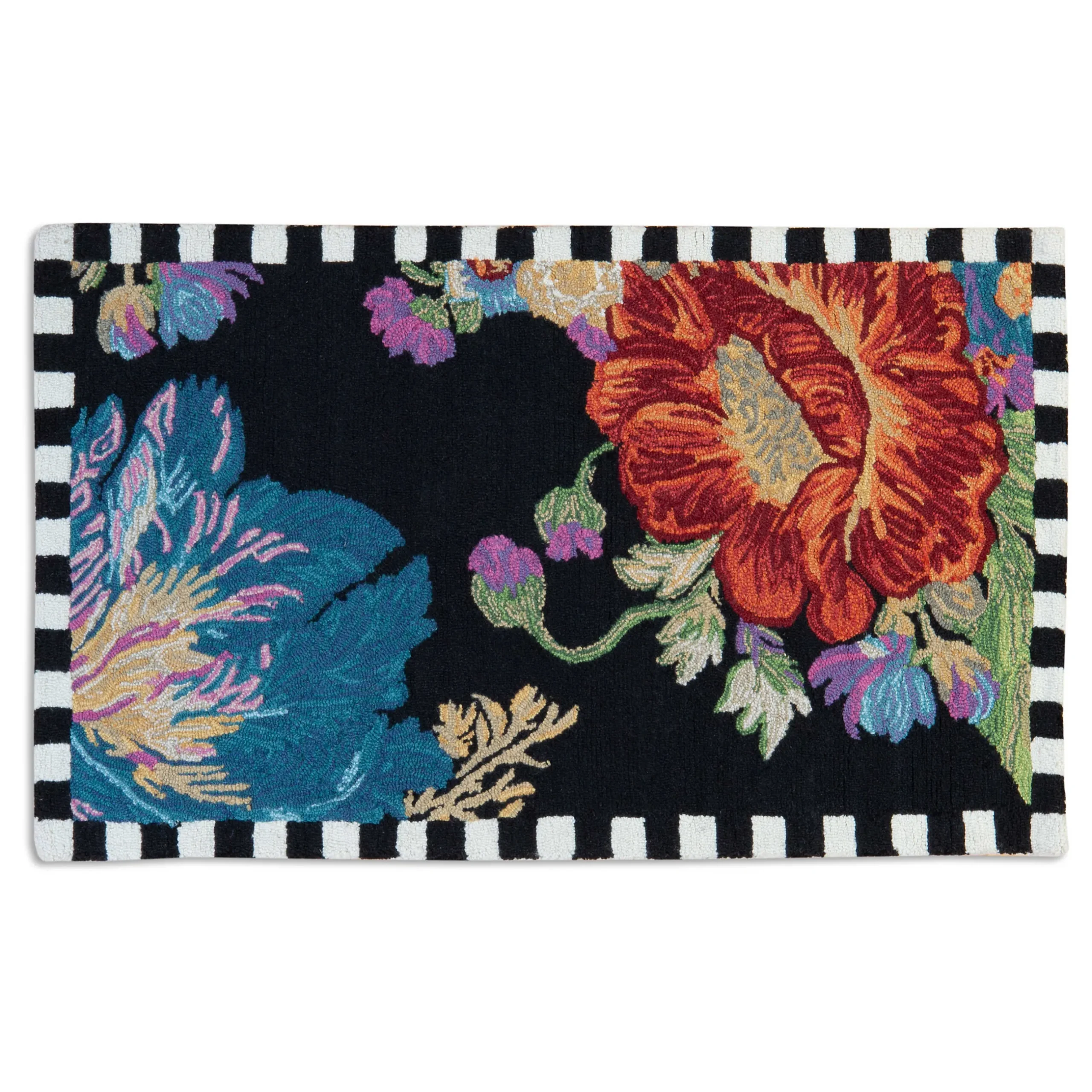 Hot MacKenzie-Childs Flower Market Reflections Rug - Black - 2'3" X 3'9"
