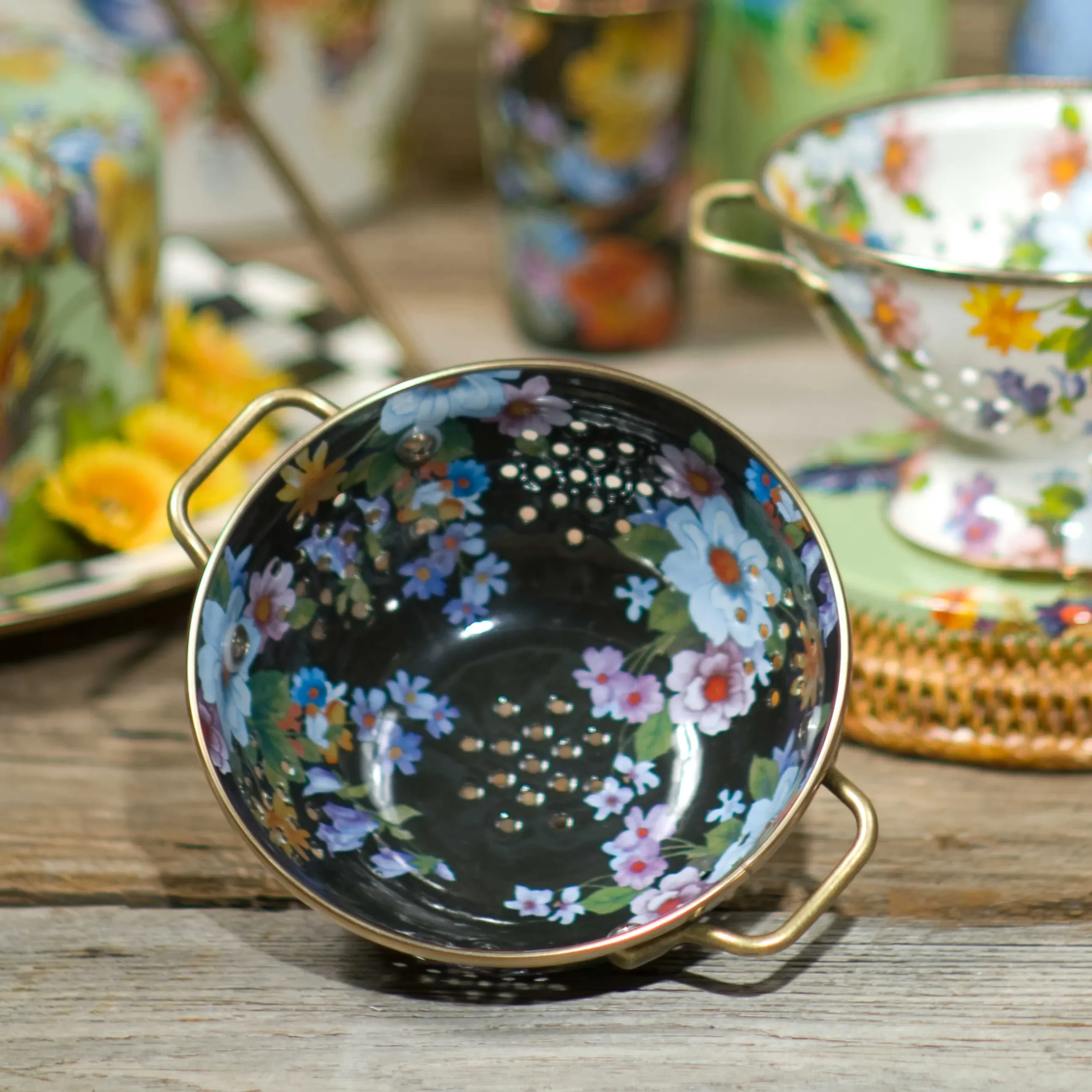 MacKenzie-Childs Flower Market Small Colander - Black