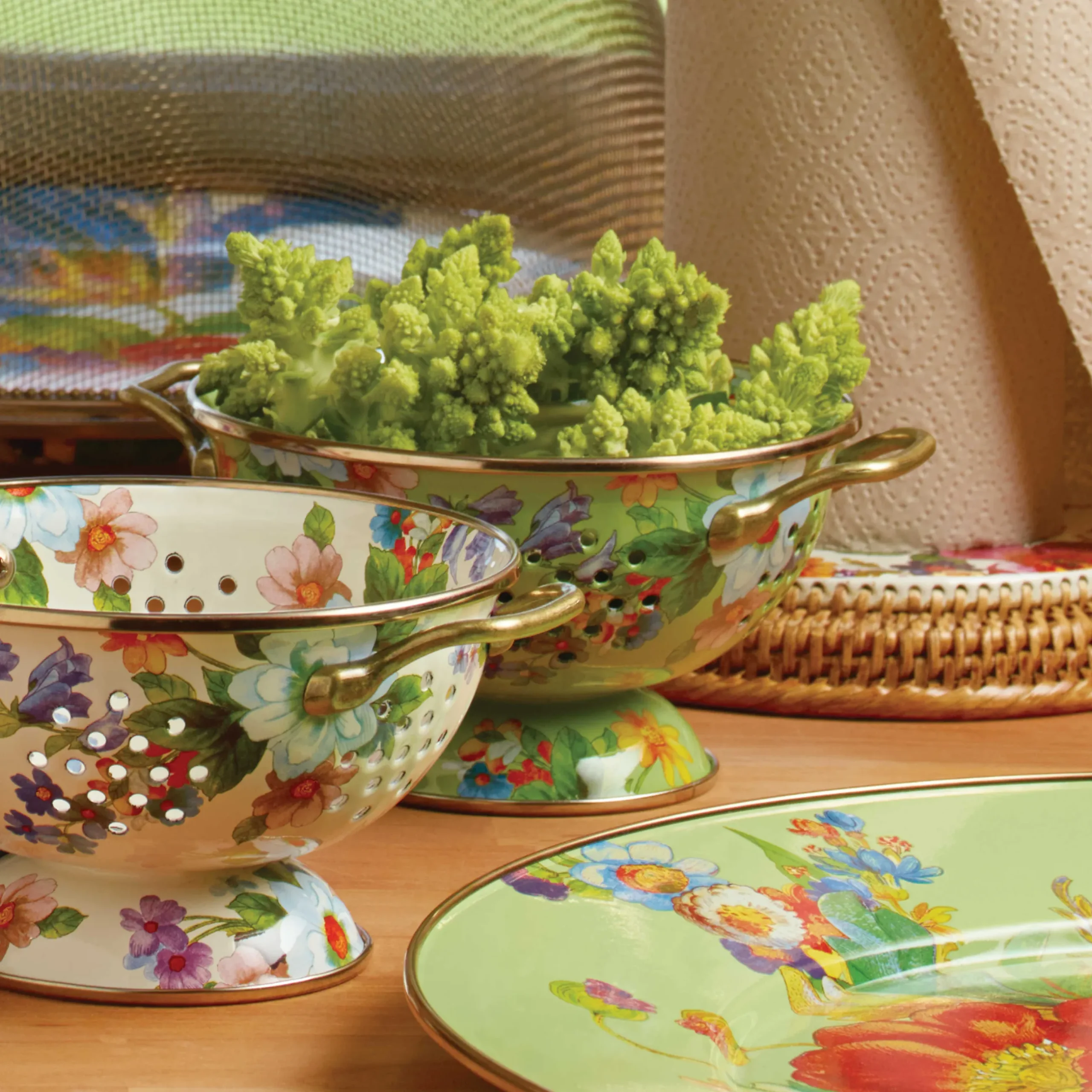 MacKenzie-Childs Flower Market Small Colander - Green