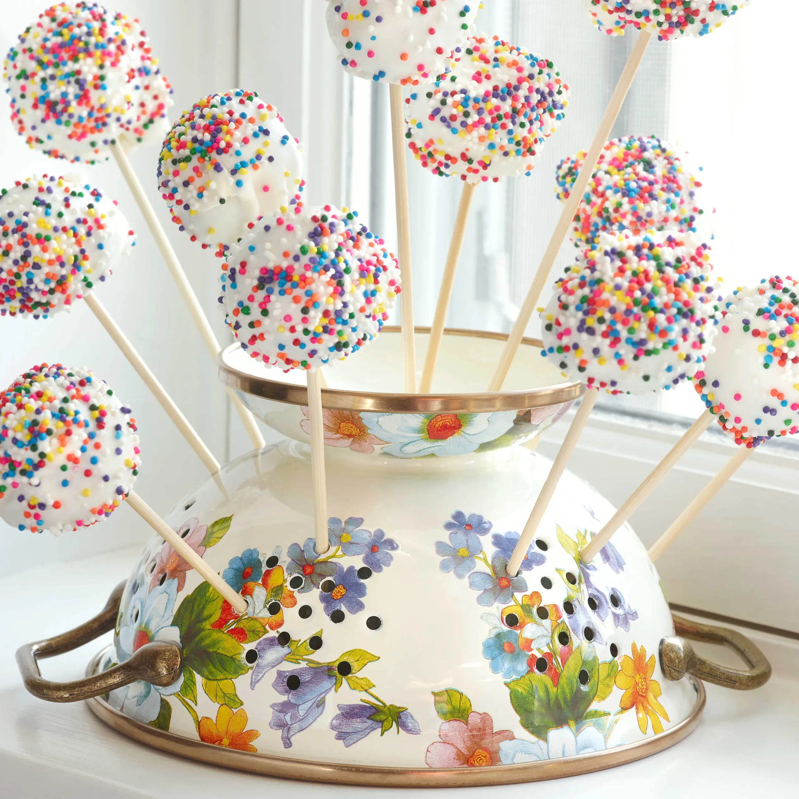MacKenzie-Childs Flower Market Small Colander - White