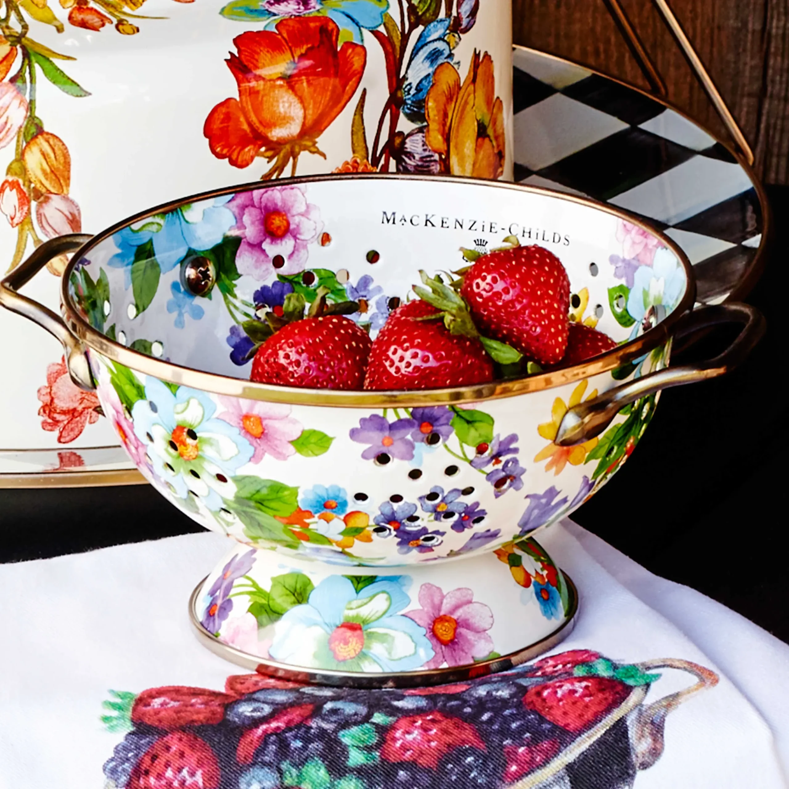 MacKenzie-Childs Flower Market Small Colander - White