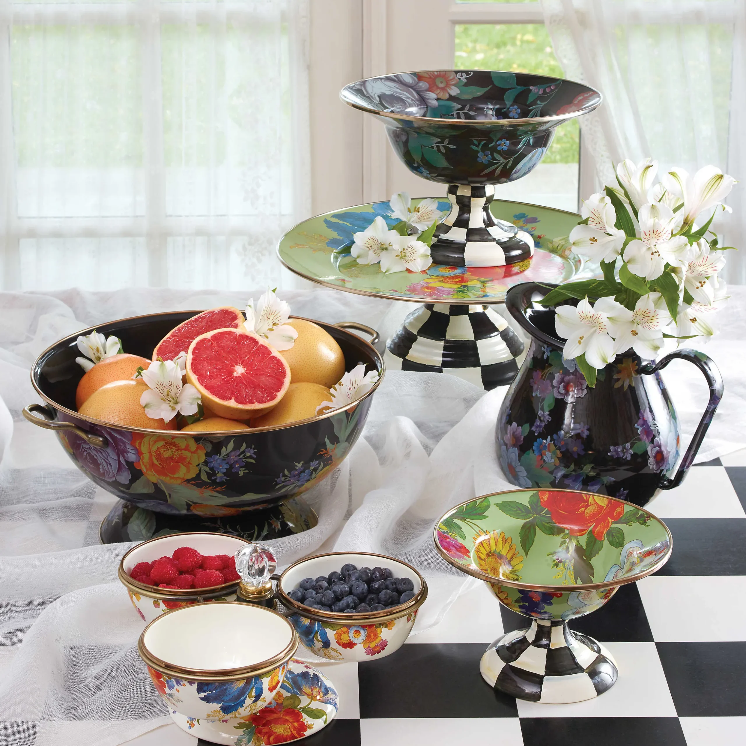Outlet MacKenzie-Childs Flower Market Small Compote - White