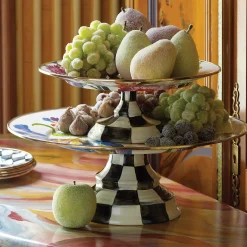 Outlet MacKenzie-Childs Flower Market Small Pedestal Platter - White