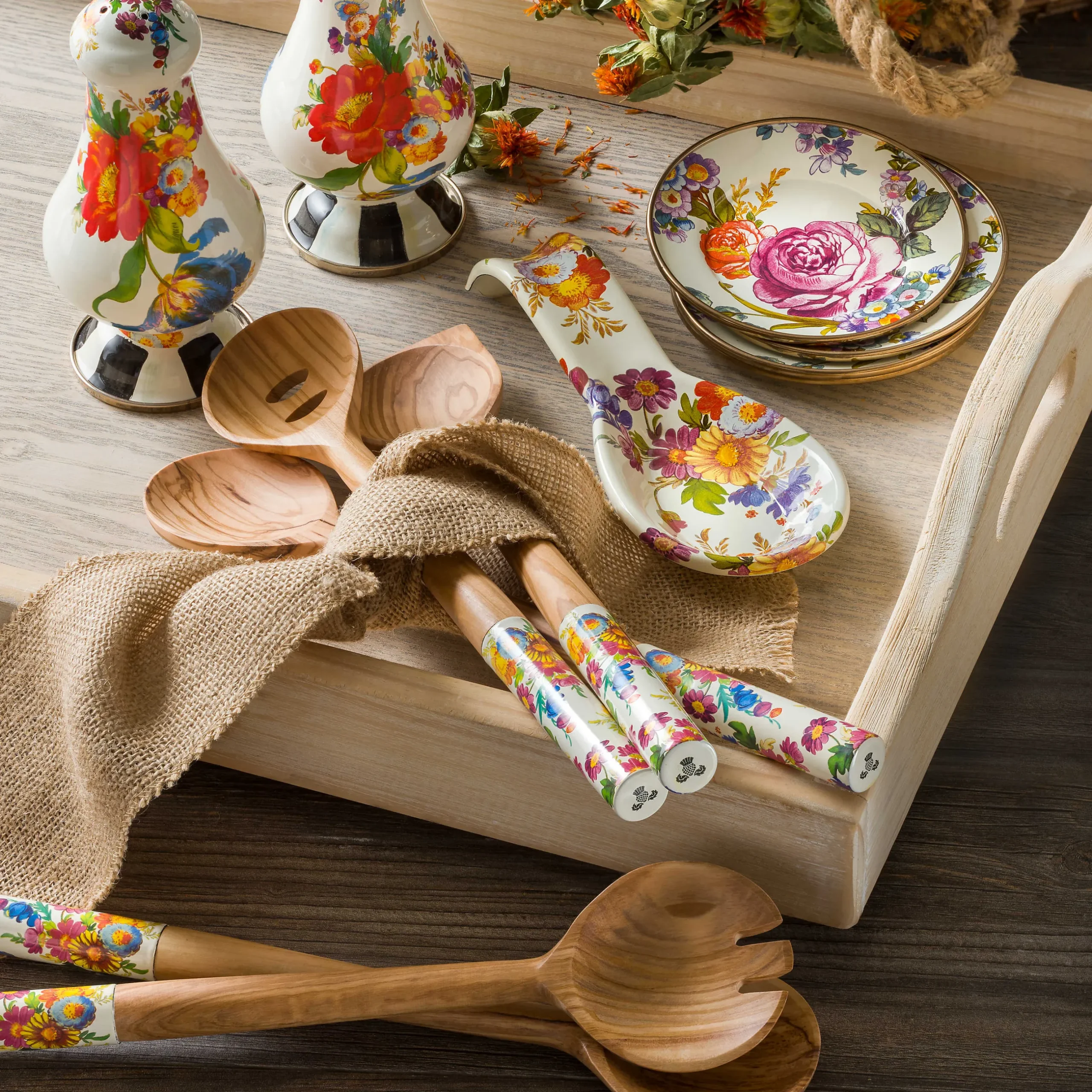 Clearance MacKenzie-Childs Flower Market Spoon Rest - White