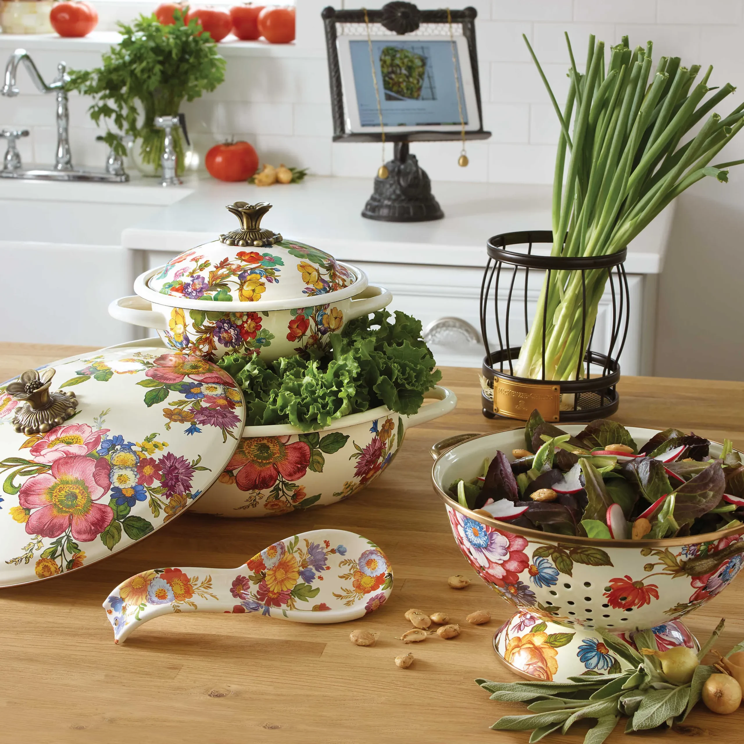 Clearance MacKenzie-Childs Flower Market Spoon Rest - White