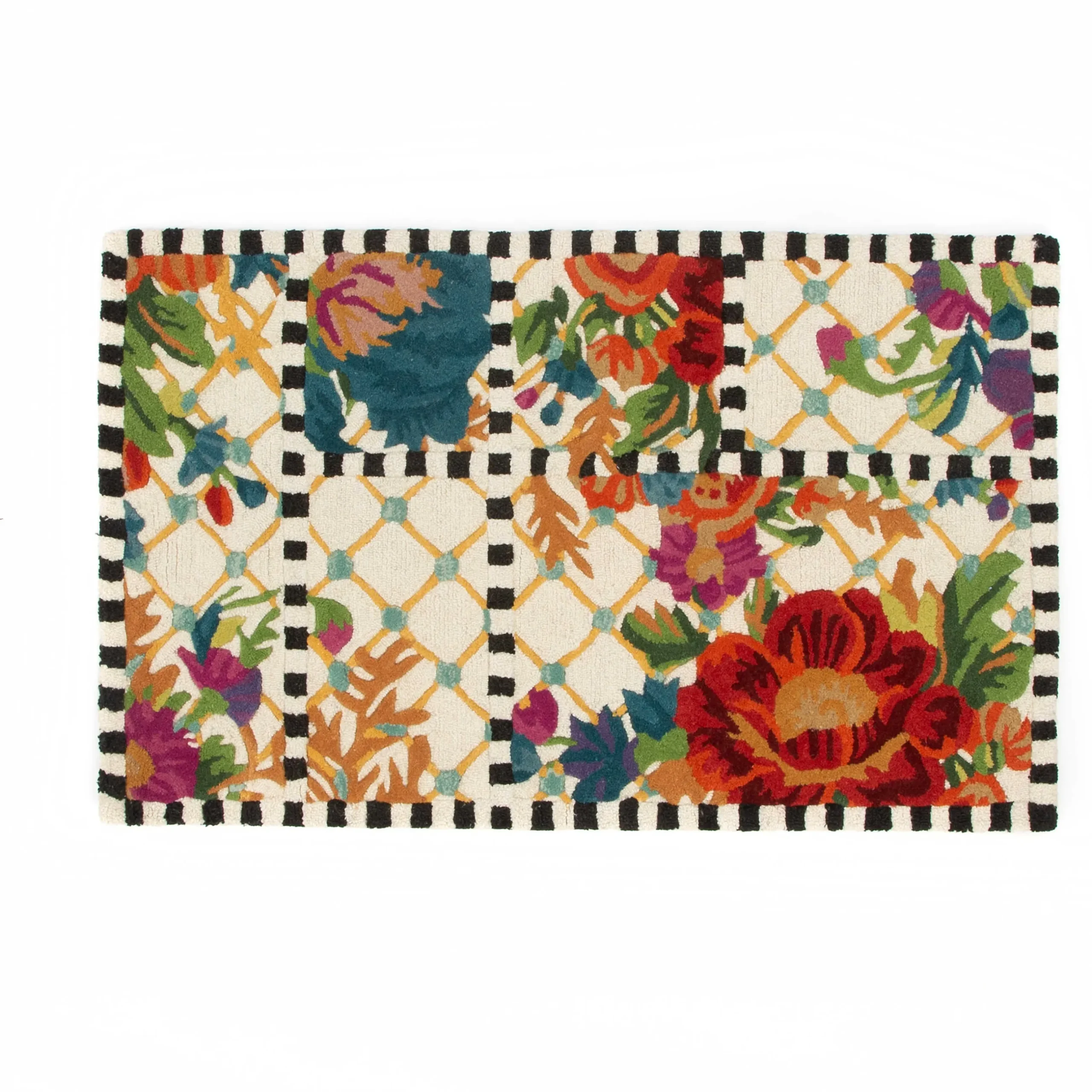Best MacKenzie-Childs Flower Market Trellis Rug - Ivory - 2'3" X 3'9"