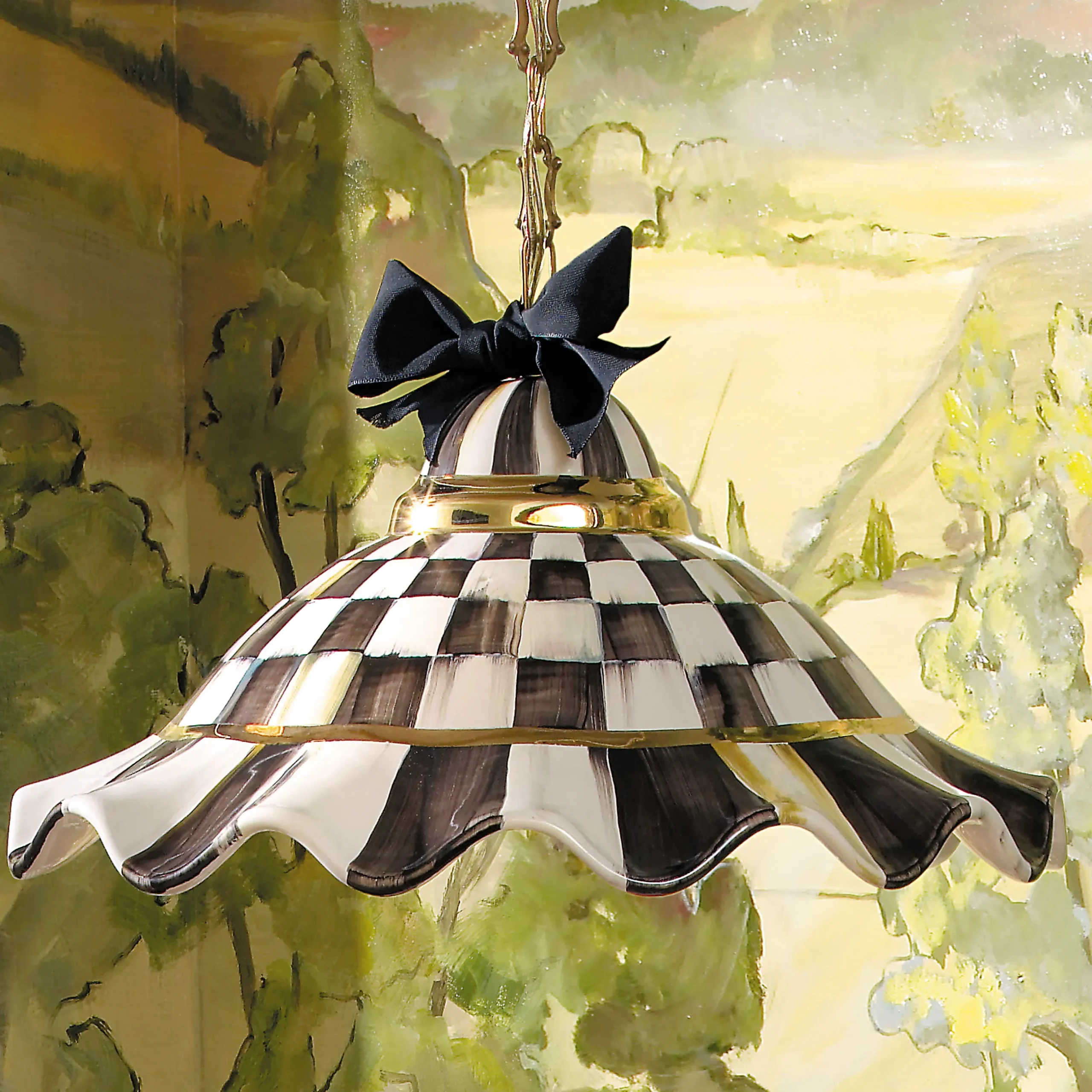 Online MacKenzie-Childs Fluted Hanging Lamp - Courtly Check