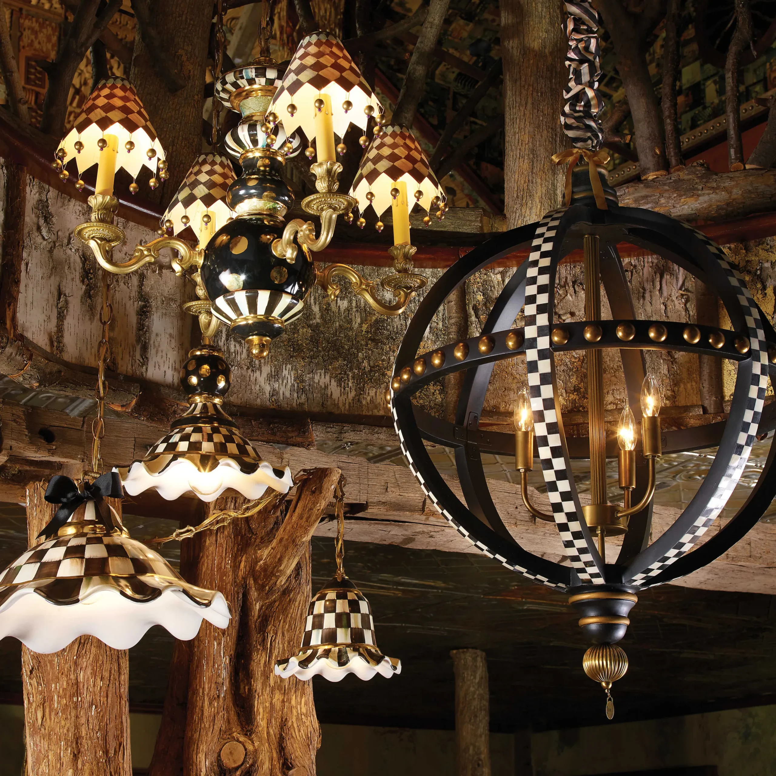Online MacKenzie-Childs Fluted Hanging Lamp - Courtly Check