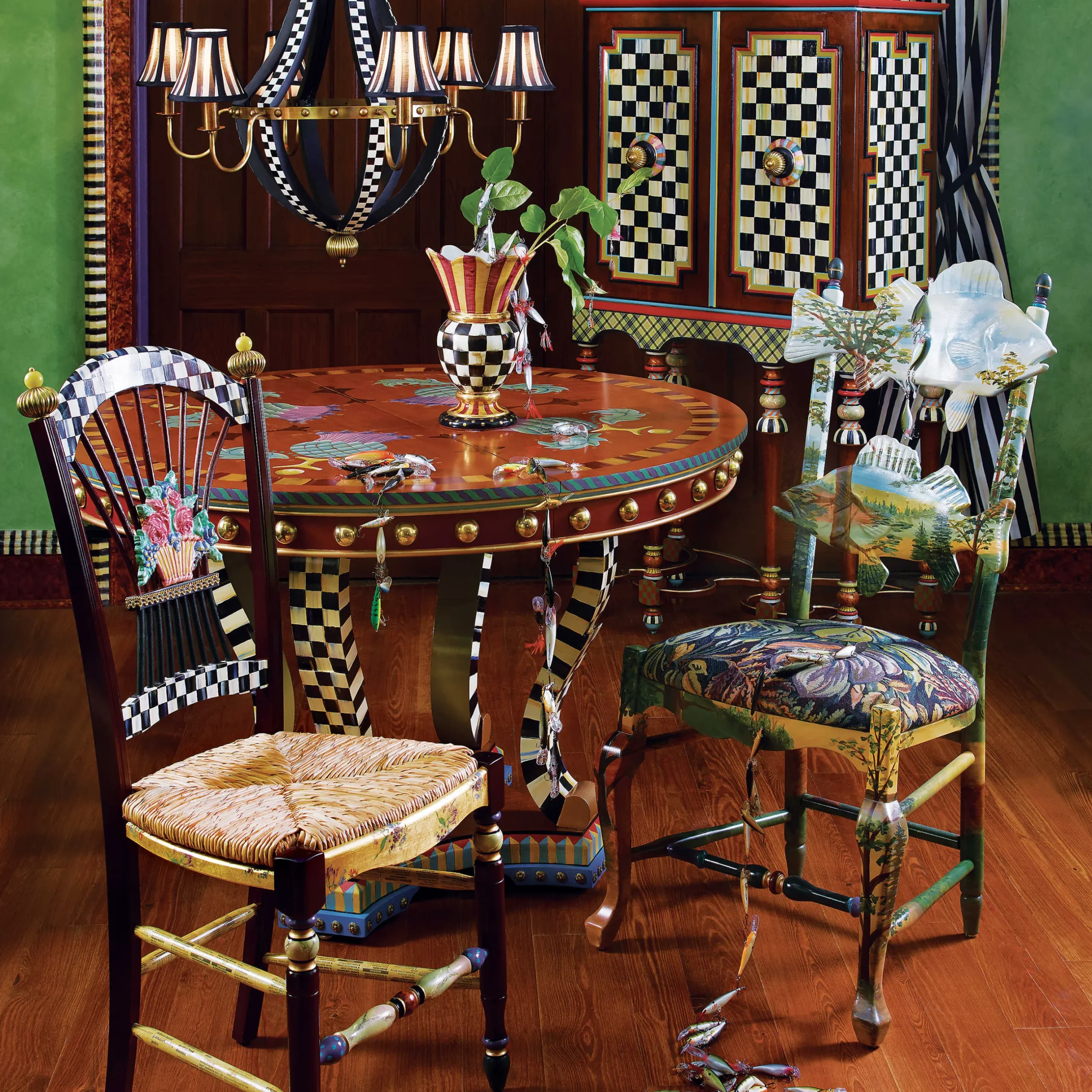 Clearance MacKenzie-Childs Foxtrot Bar Cabinet