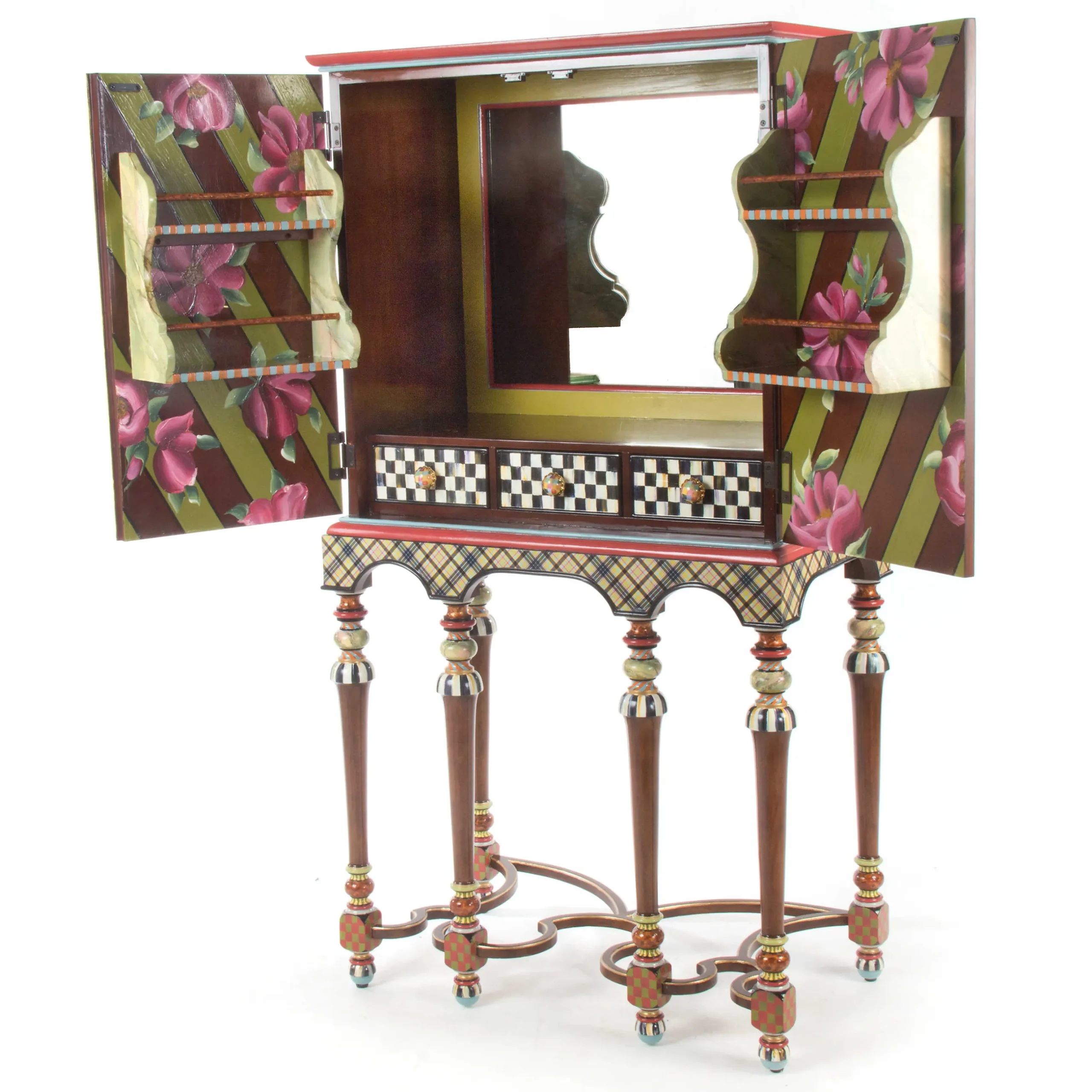 Clearance MacKenzie-Childs Foxtrot Bar Cabinet