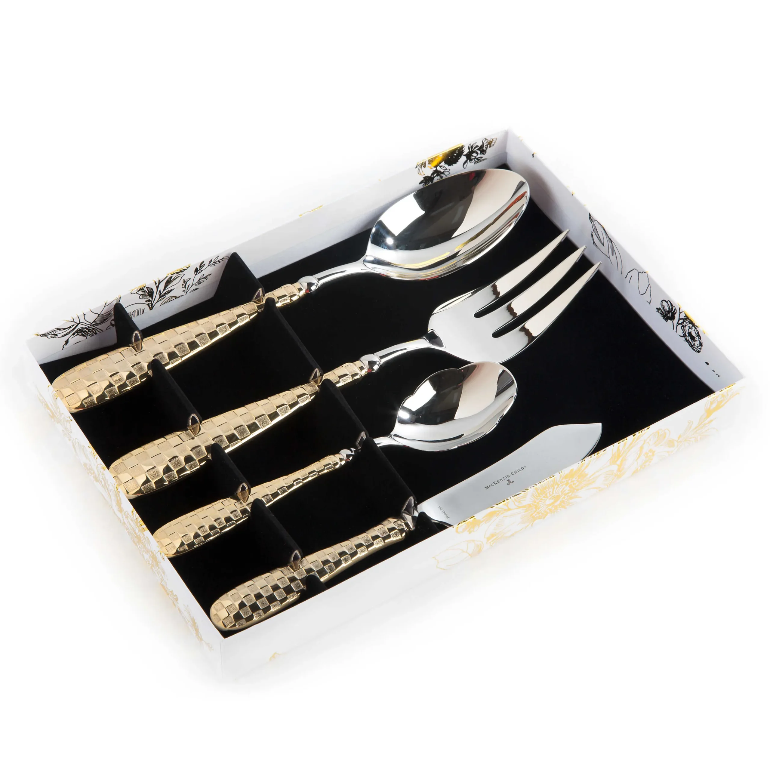 Online MacKenzie-Childs Gold Check Hostess Serving Set