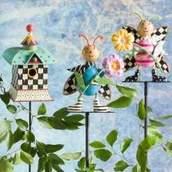 New MacKenzie-Childs Happy Bugs Garden Stakes - Set Of 2