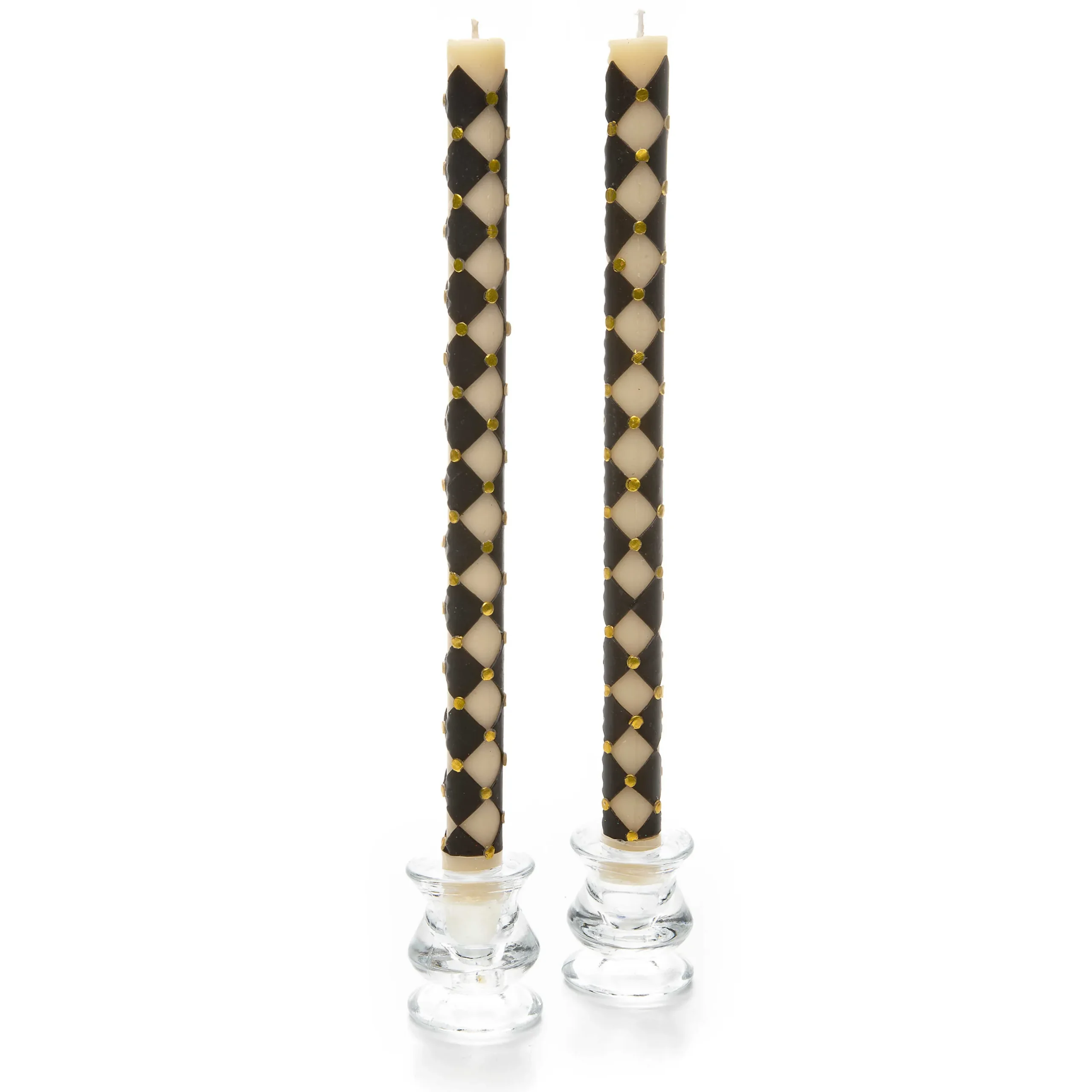 Clearance MacKenzie-Childs Harlequin Dot Dinner Candles - Black - Set Of 2