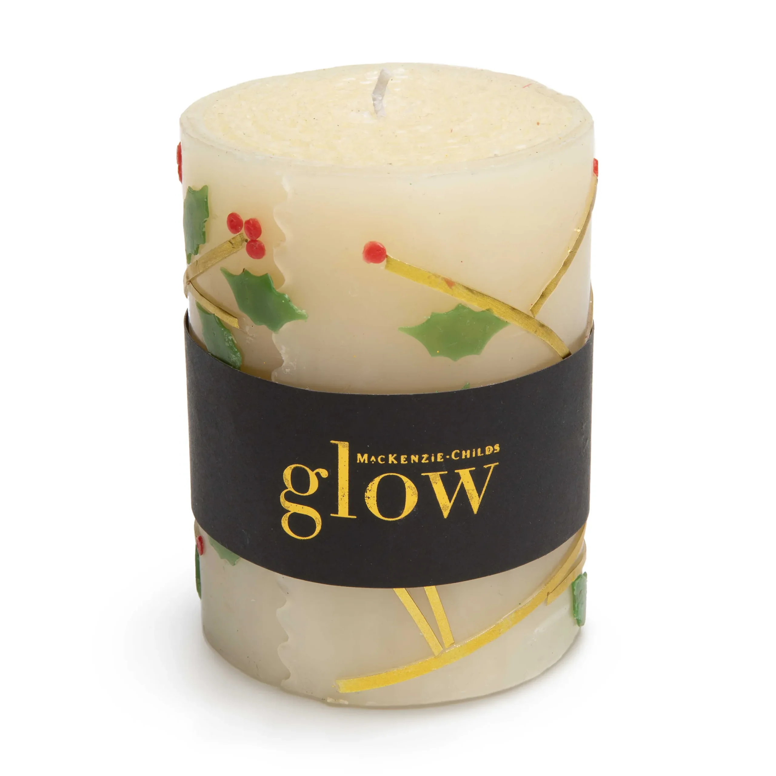 Best MacKenzie-Childs Holly Pillar Candle - 4"