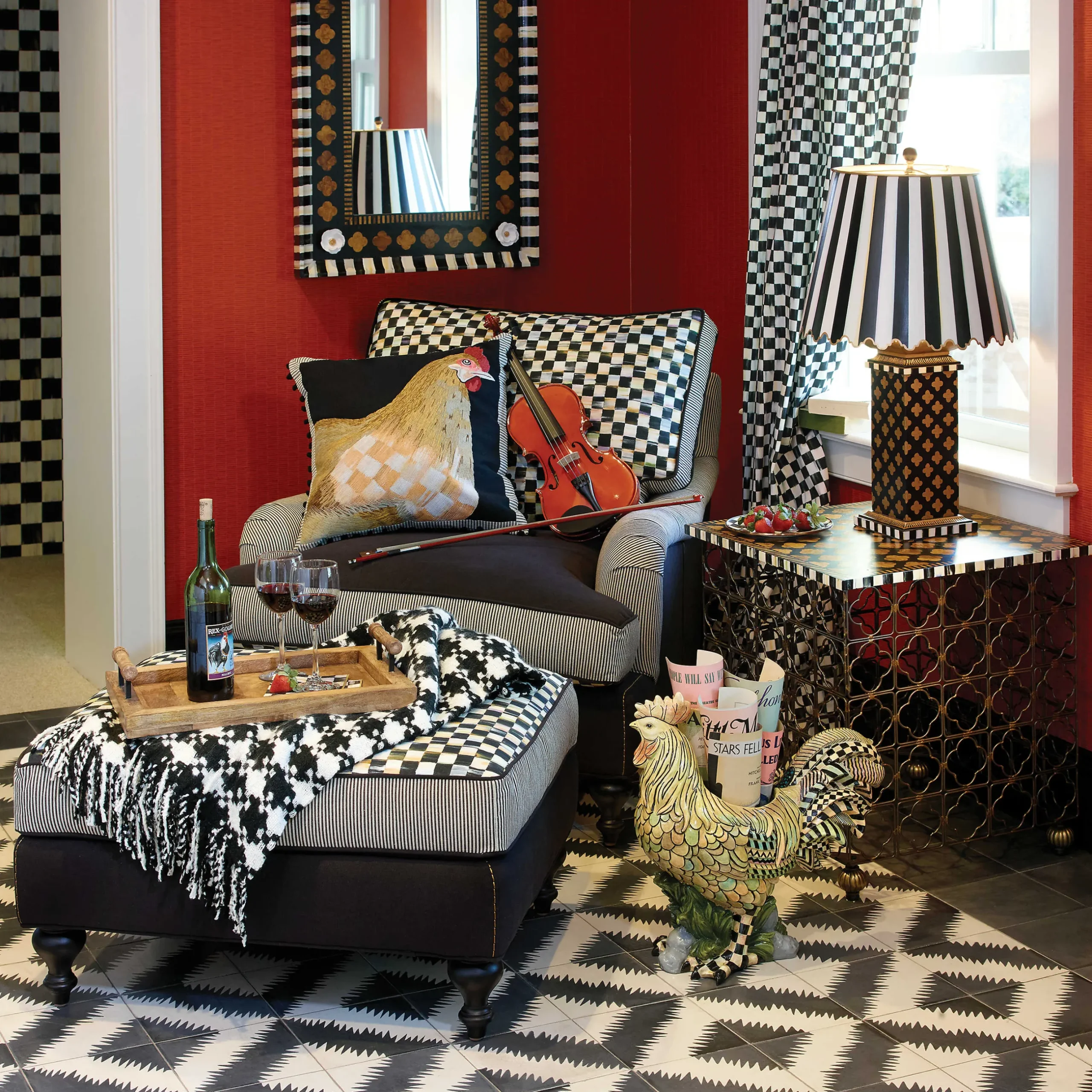 Clearance MacKenzie-Childs Houndstooth Throw - Black & Ivory