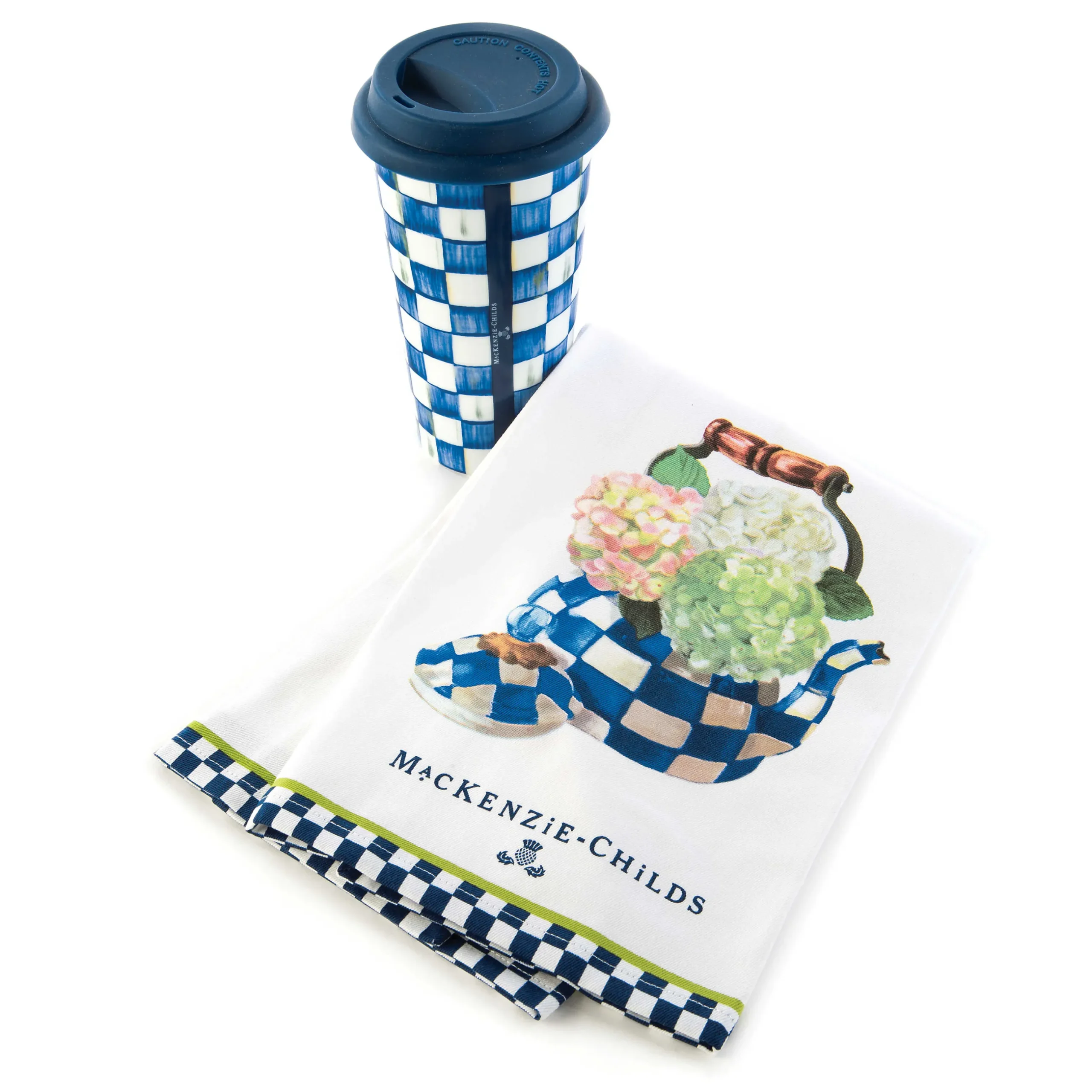 Hot MacKenzie-Childs Hydrangea Tea Kettle Dish Towel